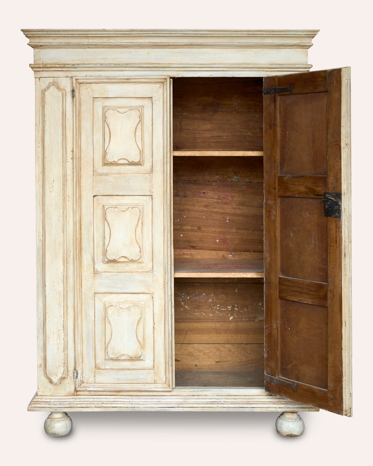 A charming Italian painted early 19th Century armoire of unusual proportions, c1820
