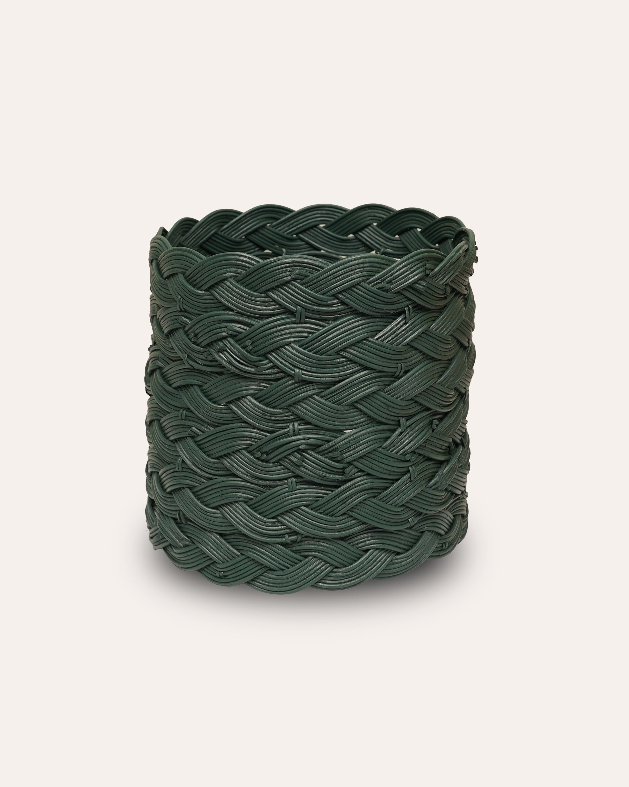 Plaited Waste Paper Basket - Dark Green