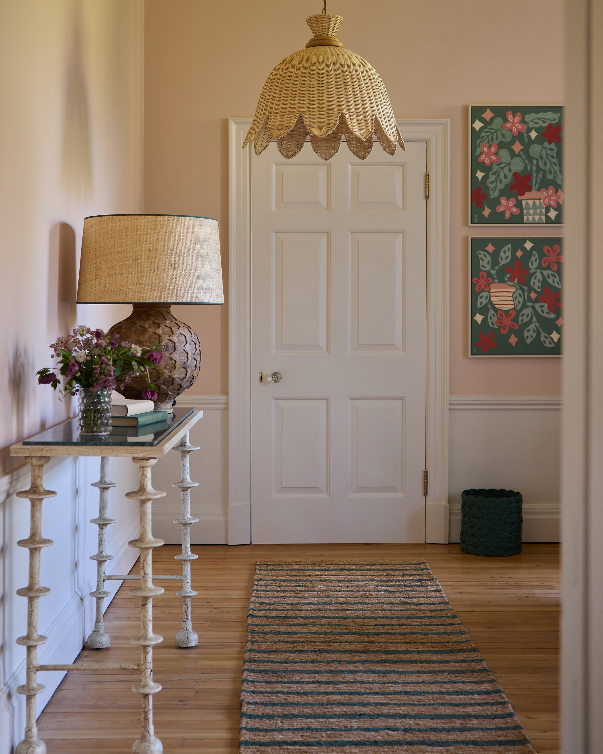 Striped Jute Runner - Green