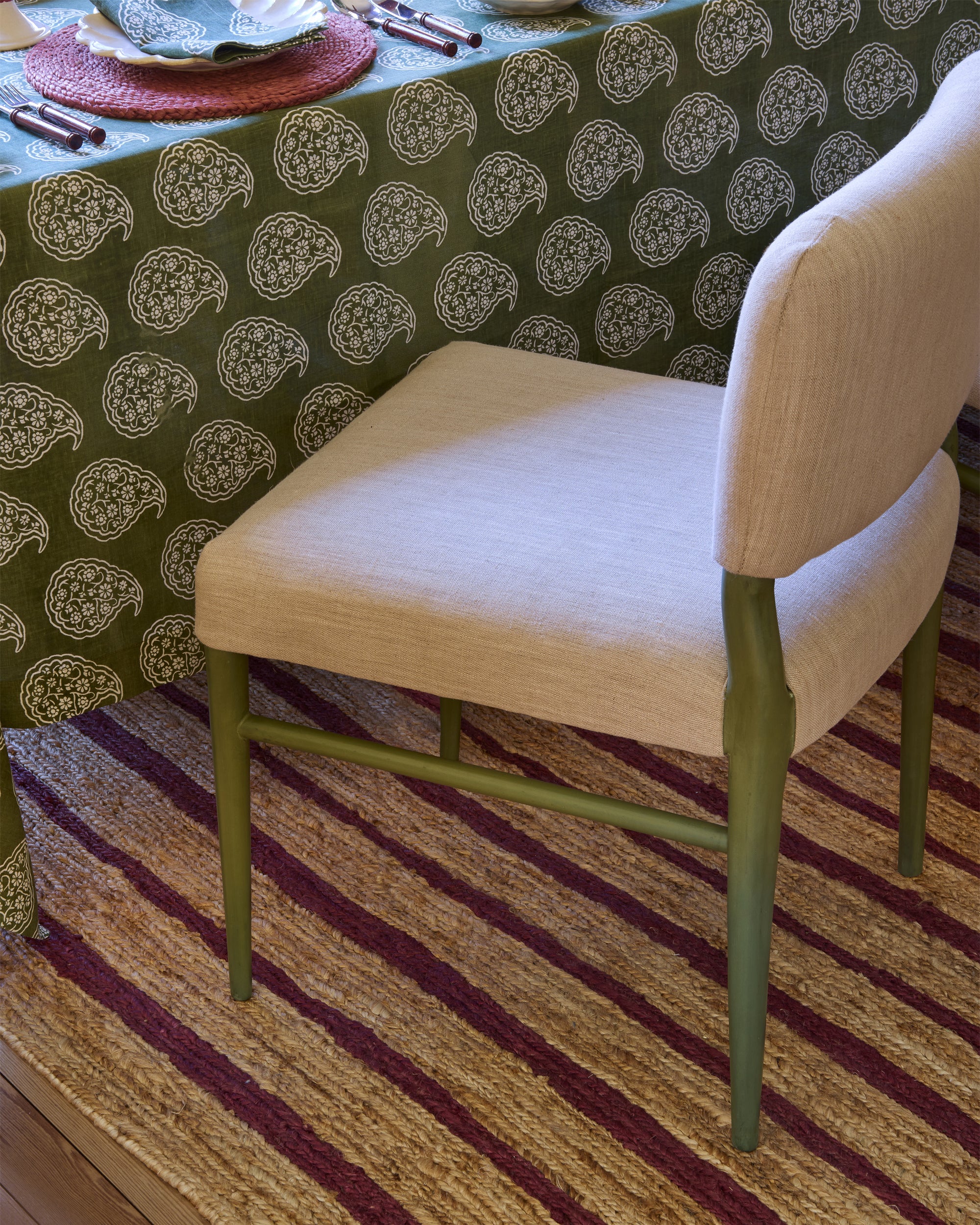 Striped Jute Rug - Red