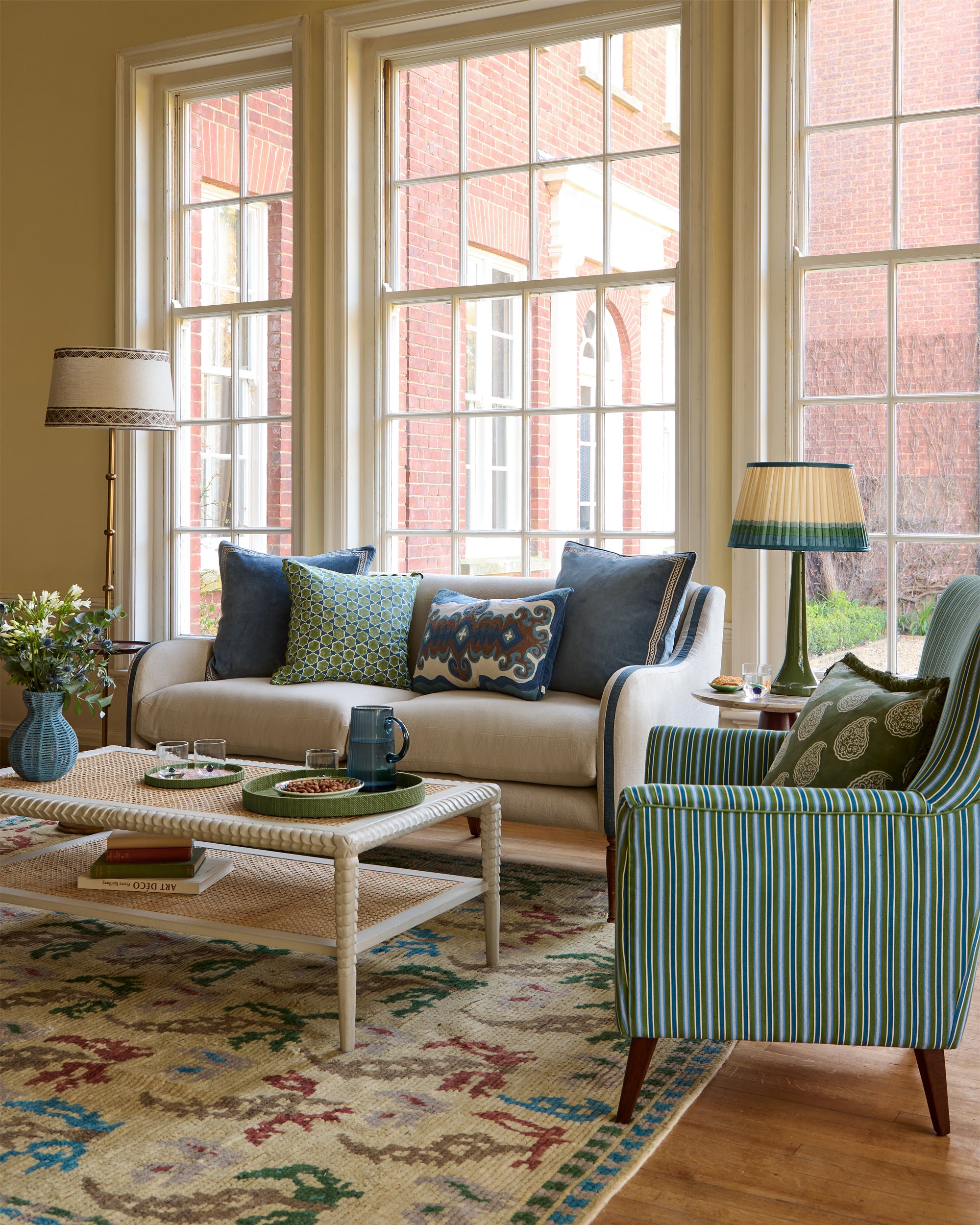 Upholstered Three Seater Sofa - Indigo