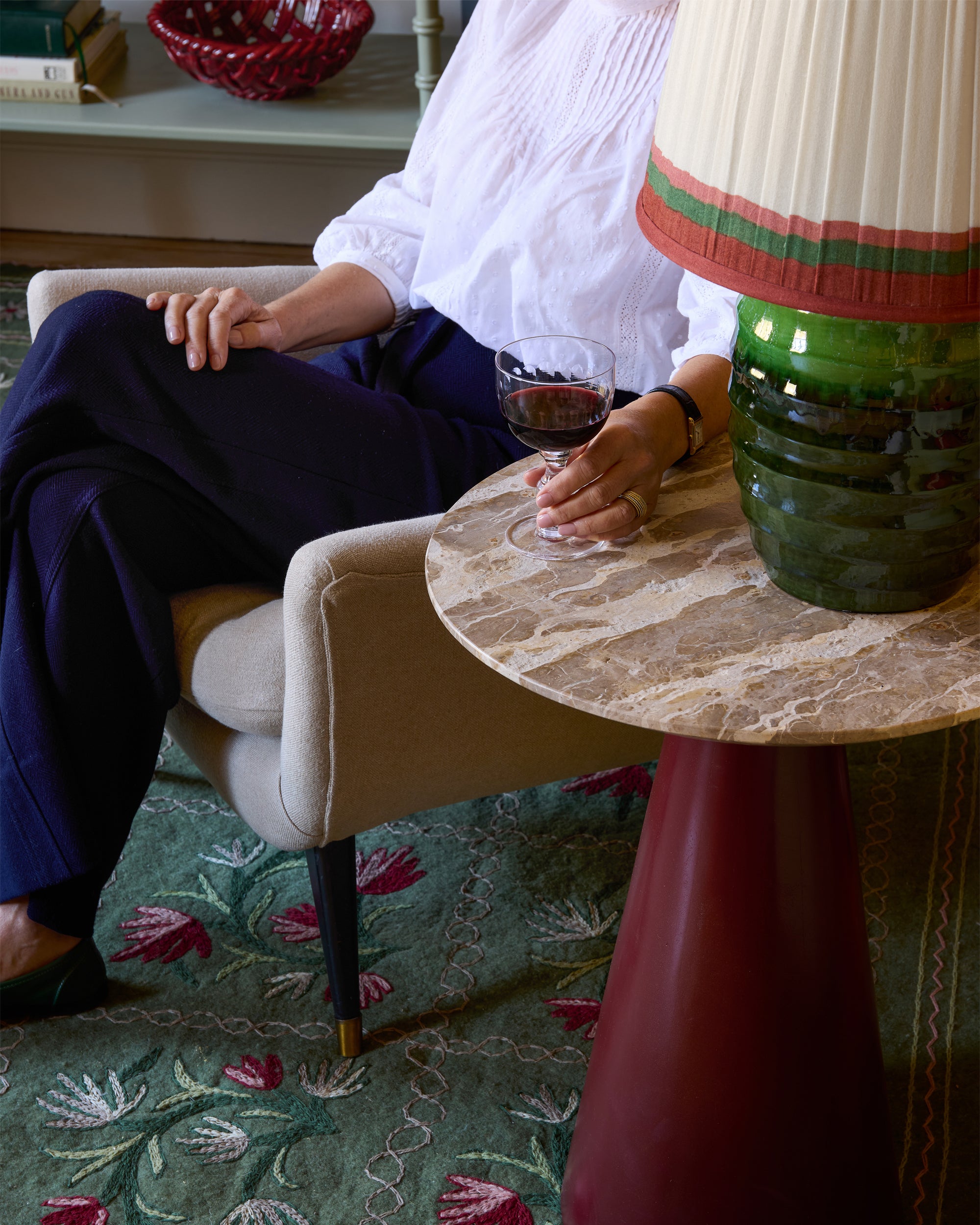 Bordered Silk Pleated Lampshade - 35cm or 40cm