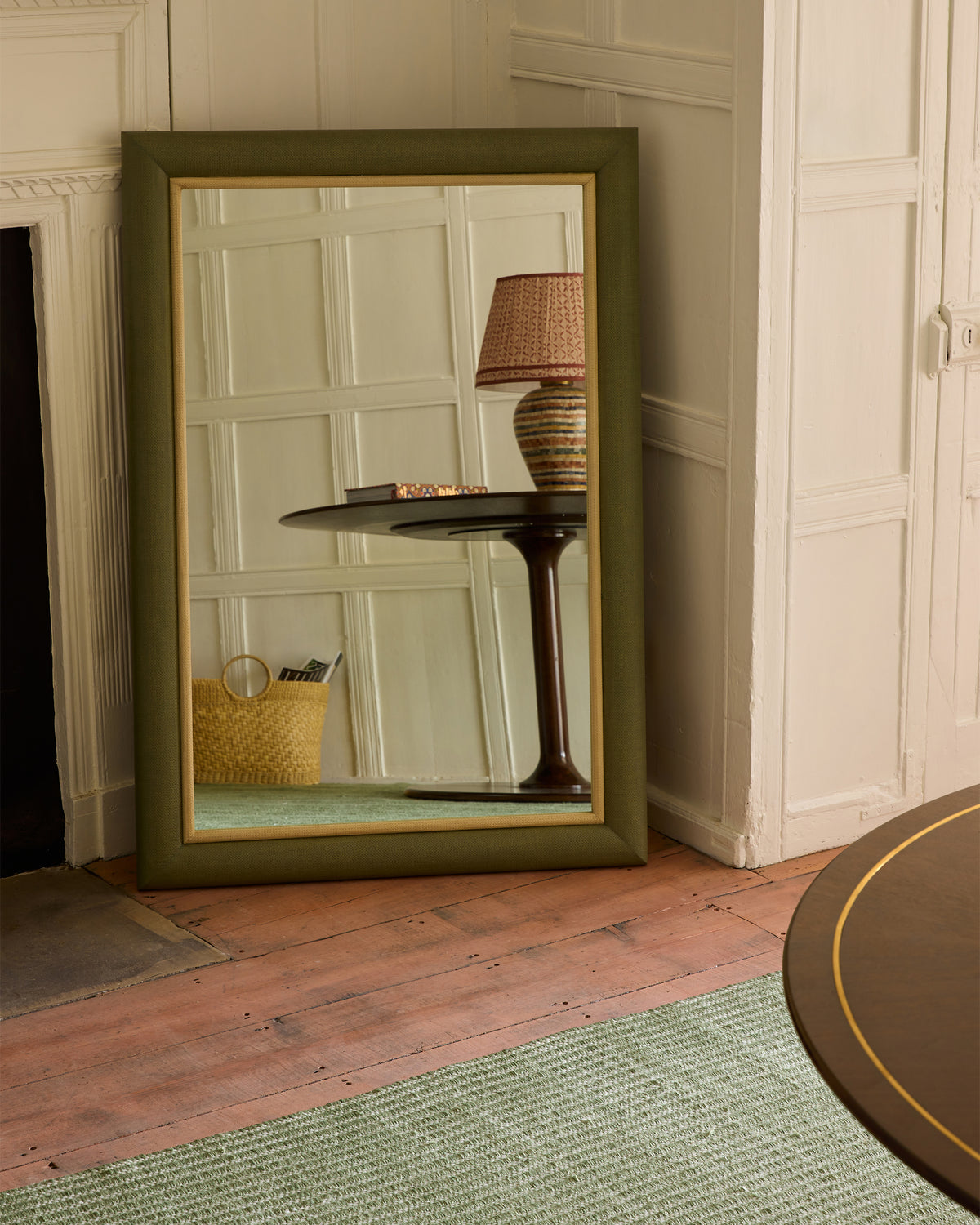 Raffia Rectangular Mirror - Green