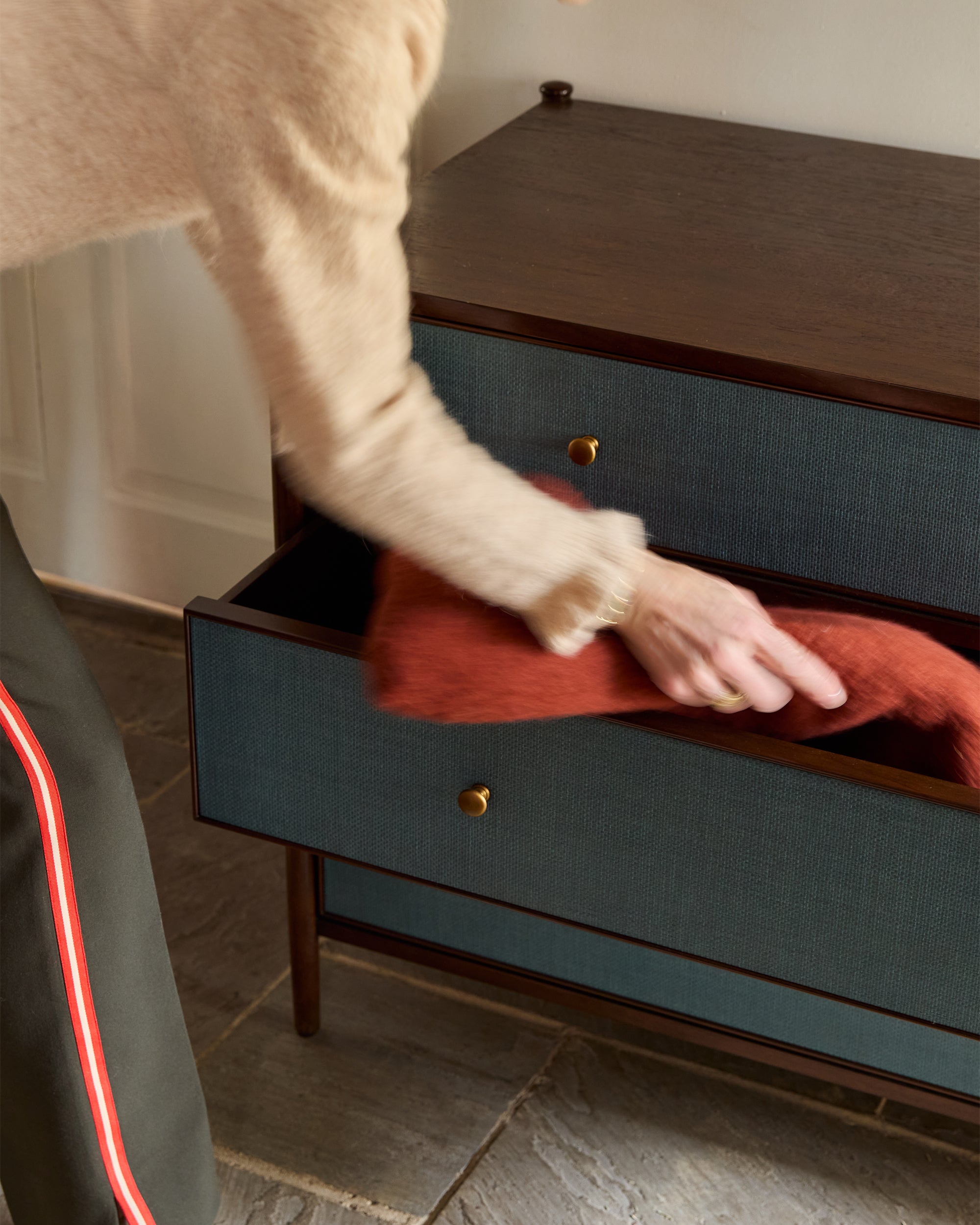 Hana Raffia Chest of Drawers - Blue