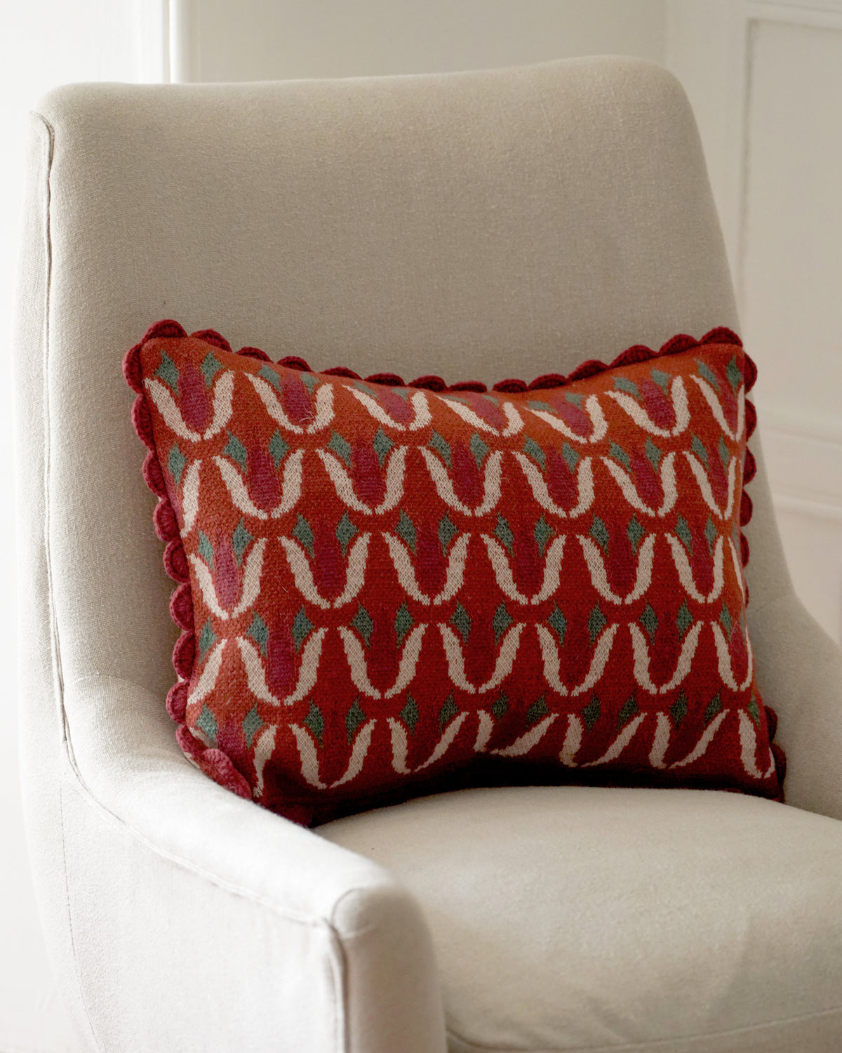 Seshen Knitted Cushion Cover - Red