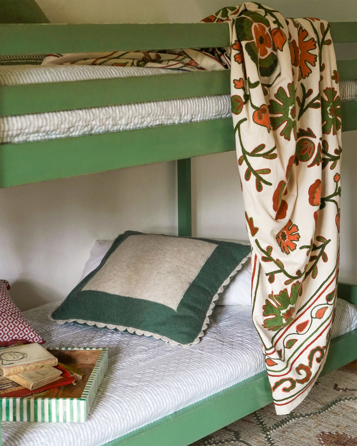 Ella Embroidered Suzani Throw - Red