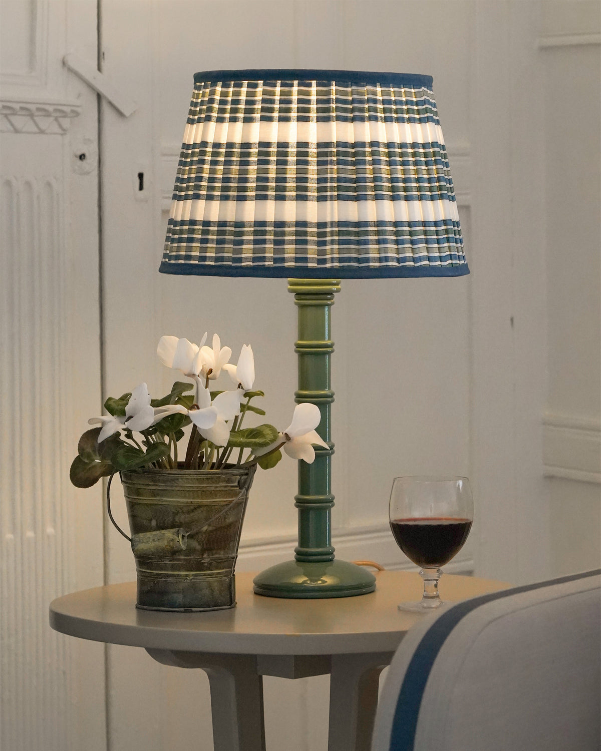 Kurna Striped Pleated Lampshade Blue/Green