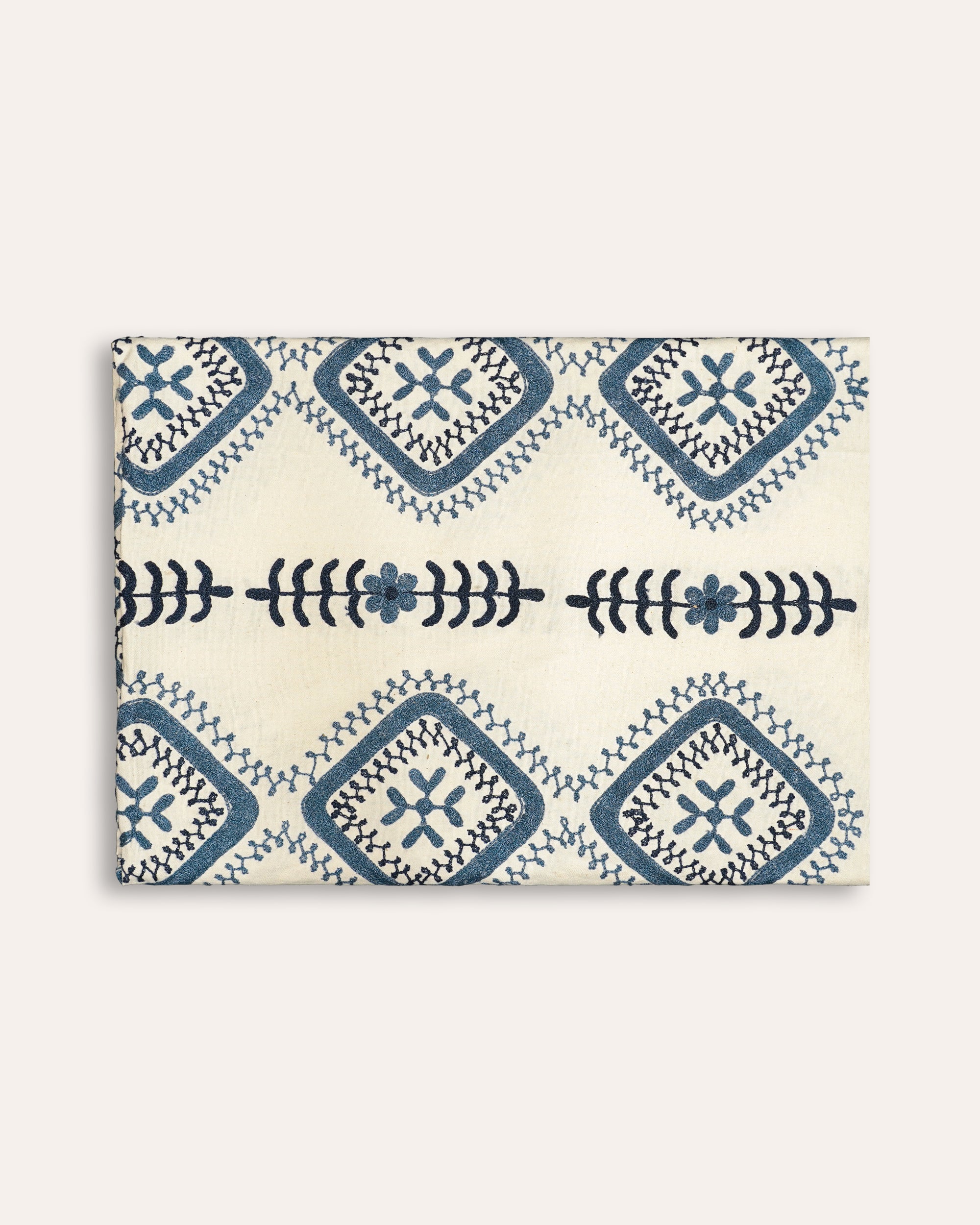 Floral and geometric blue Suzani throw - Birdie Fortescue - Soft Furnishings