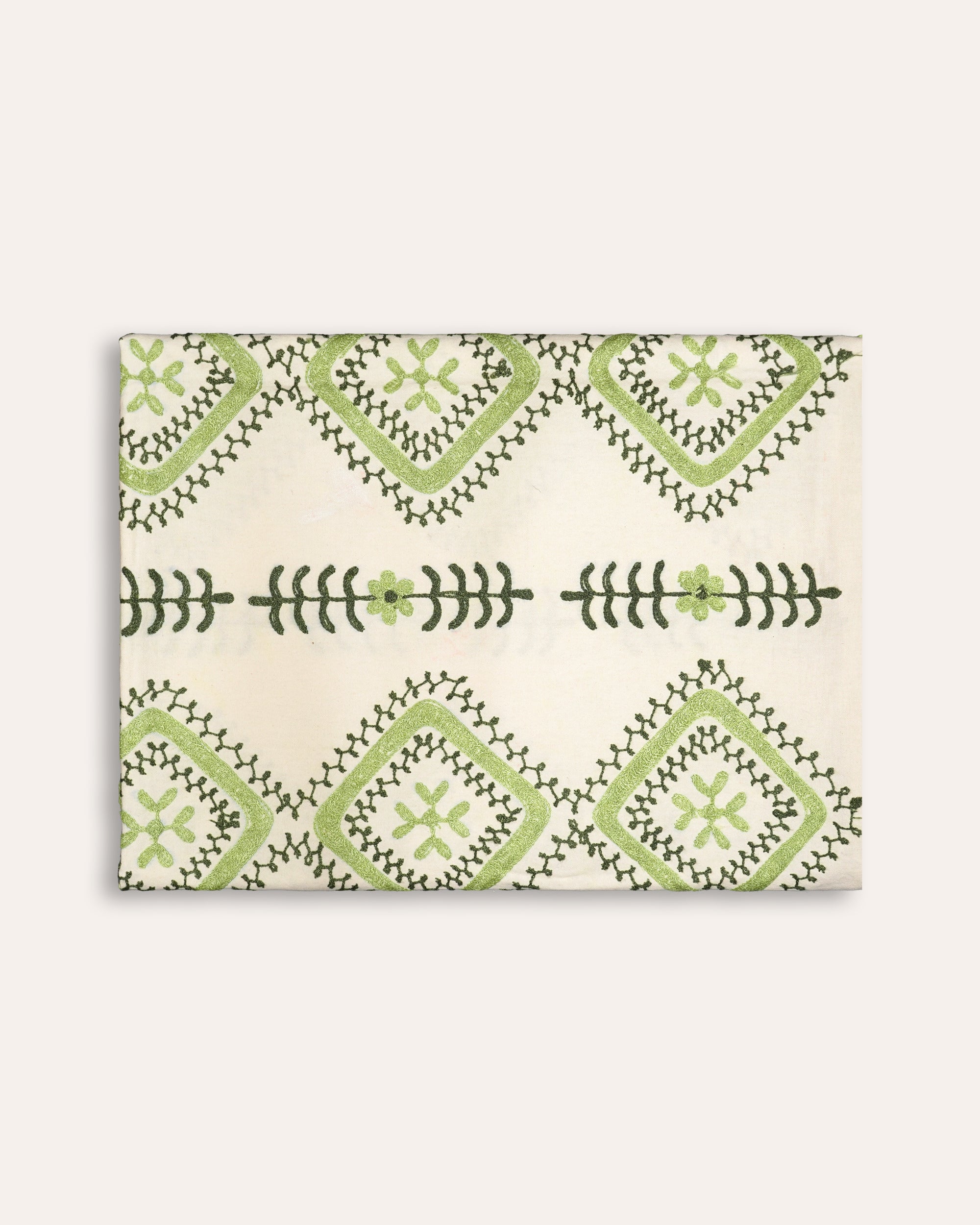 Floral and geometric green Suzani throw - Birdie Fortescue - Soft Furnishings