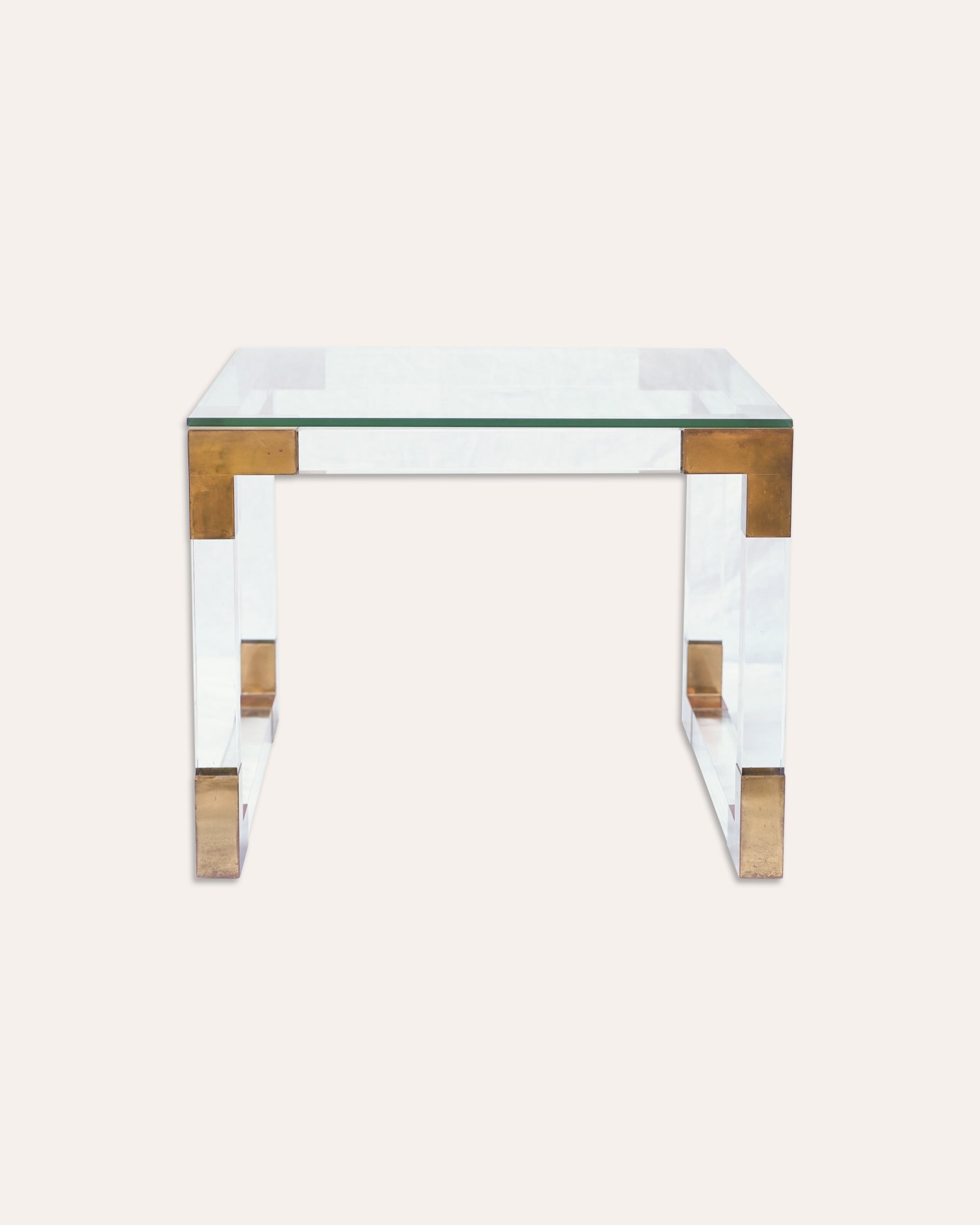 An Italian 1970s Plexiglass and Brass Side Table