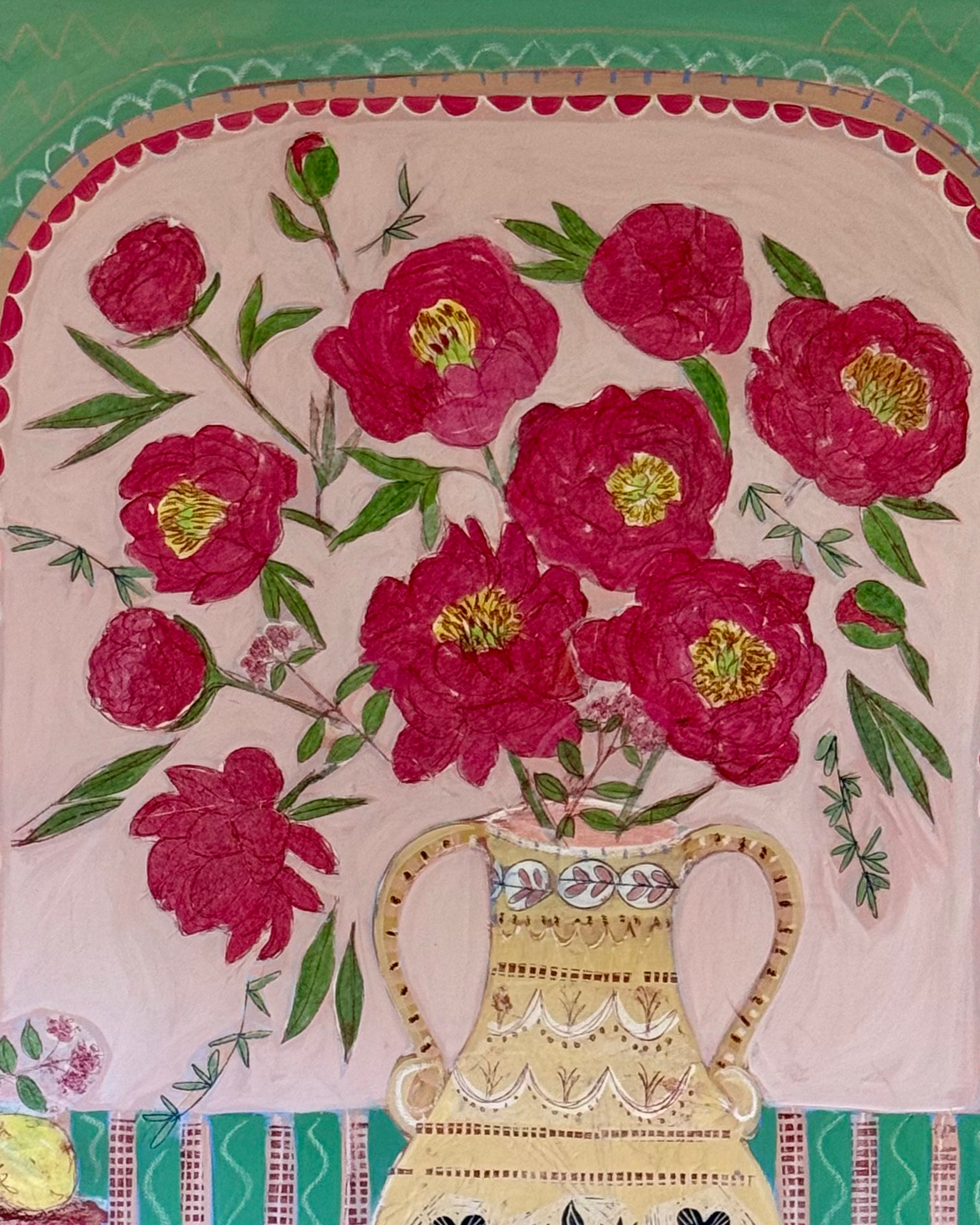 Andrea Curtis - Red Peonies and lemons in the Kasbah