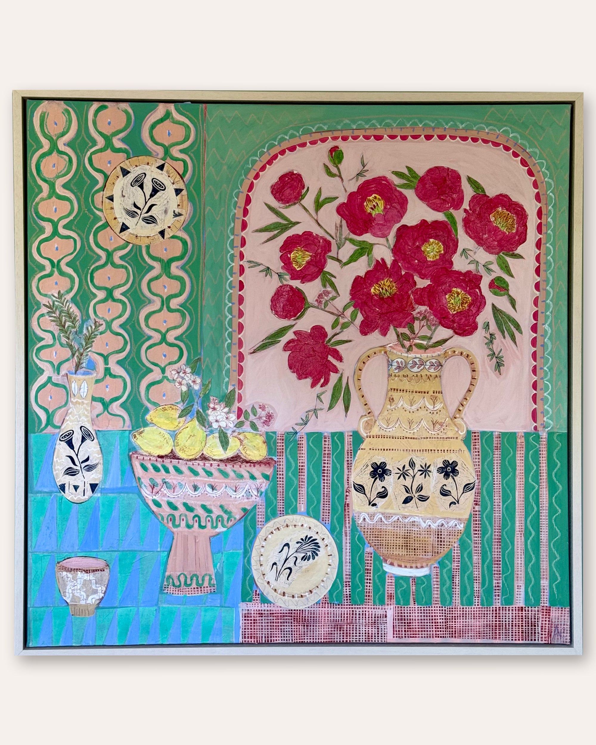 Andrea Curtis - Red Peonies and lemons in the Kasbah