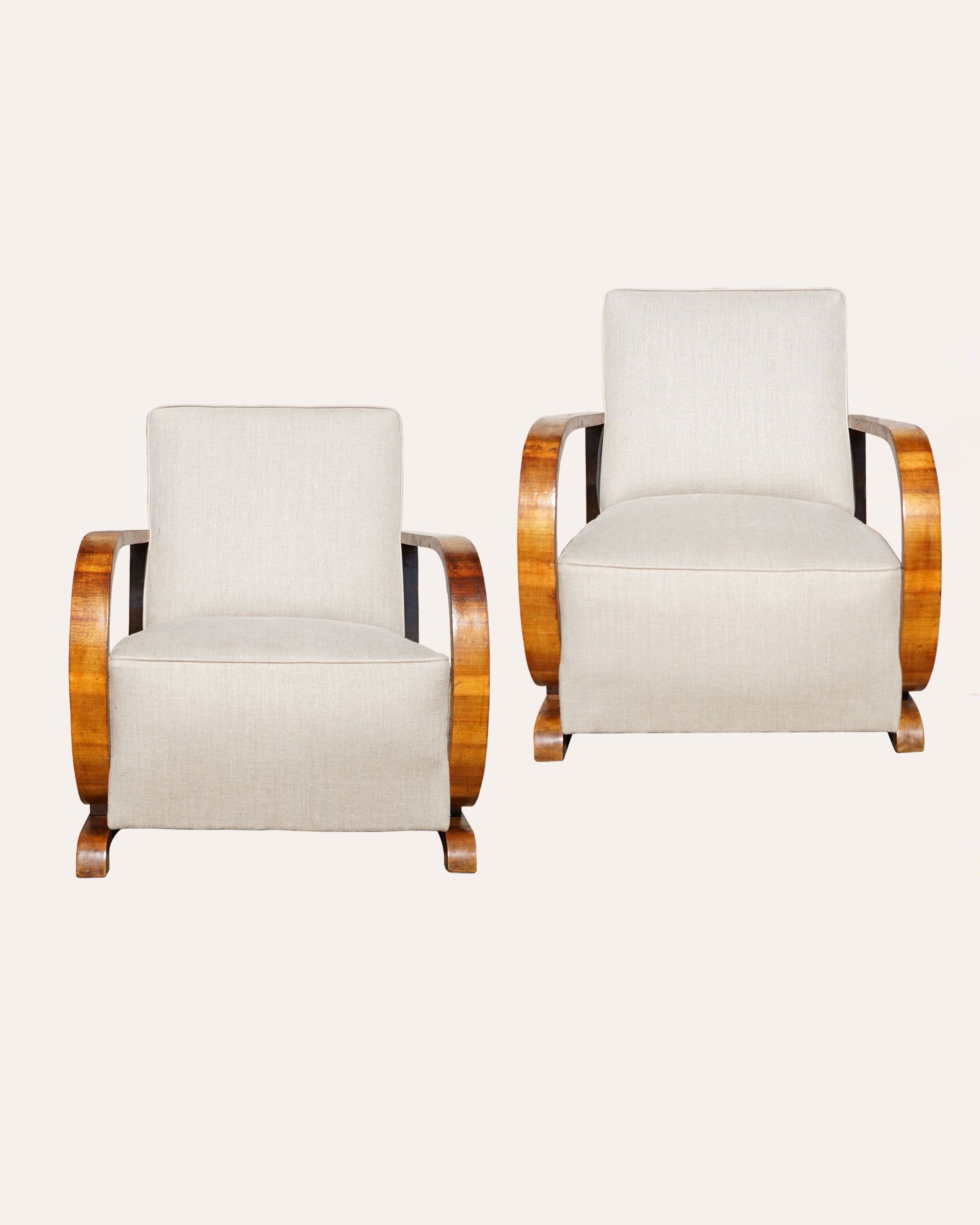 Pair of Continental Art Deco armchairs, c1920