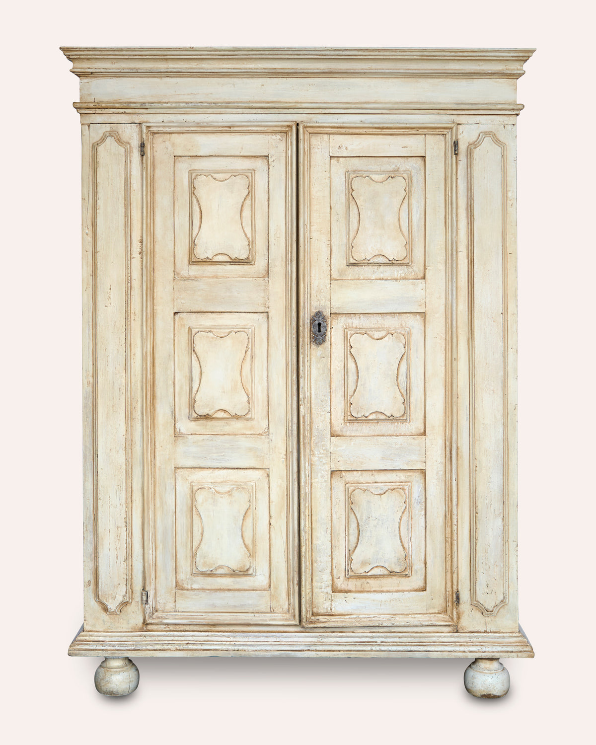 A charming Italian painted early 19th Century armoire of unusual proportions, c1820
