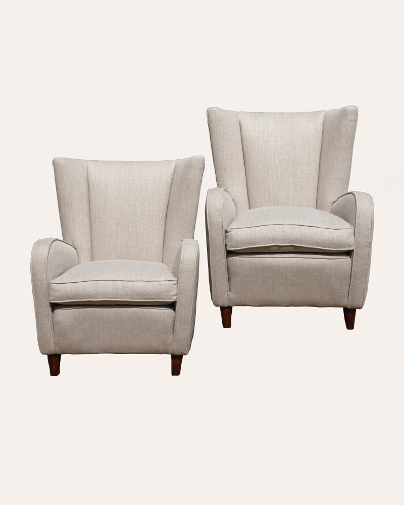 Pair of French Upholstered Wing Chairs,  c1970