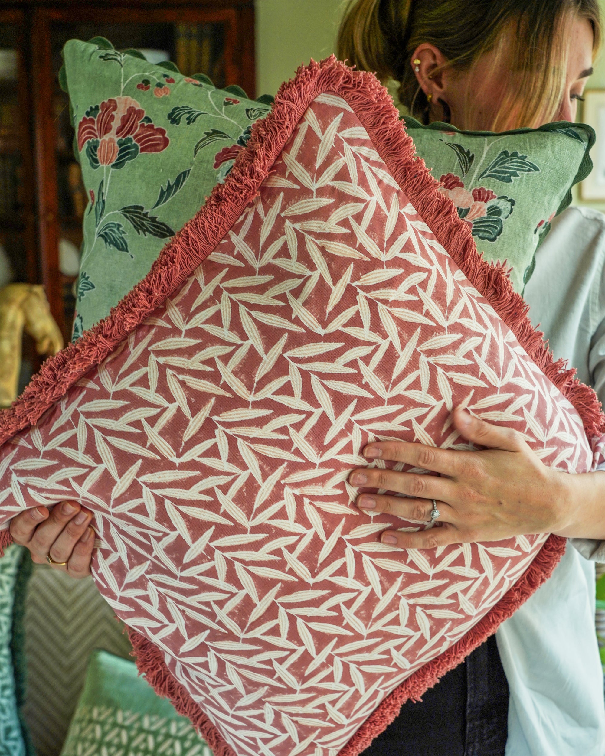 Bamboo Square Cushion - Russet Red