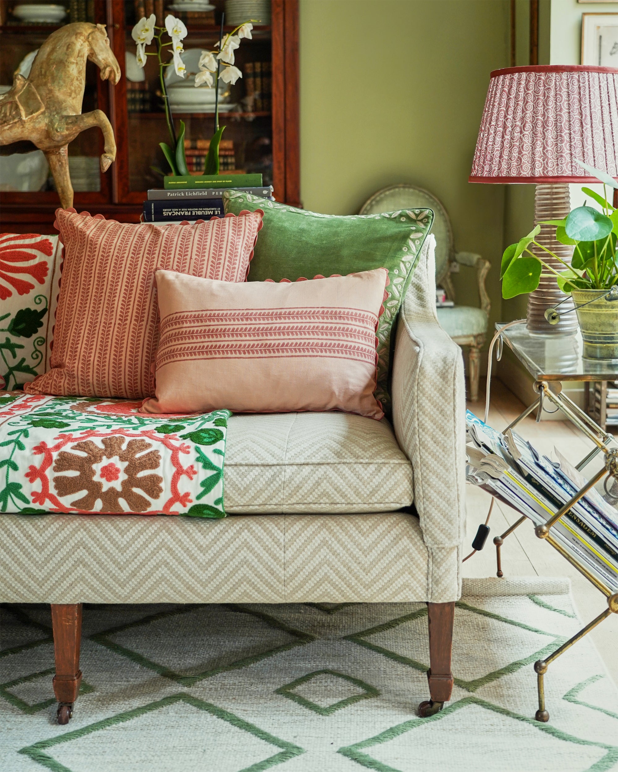 Bel Block Print Cushion - Rectangle - Pink