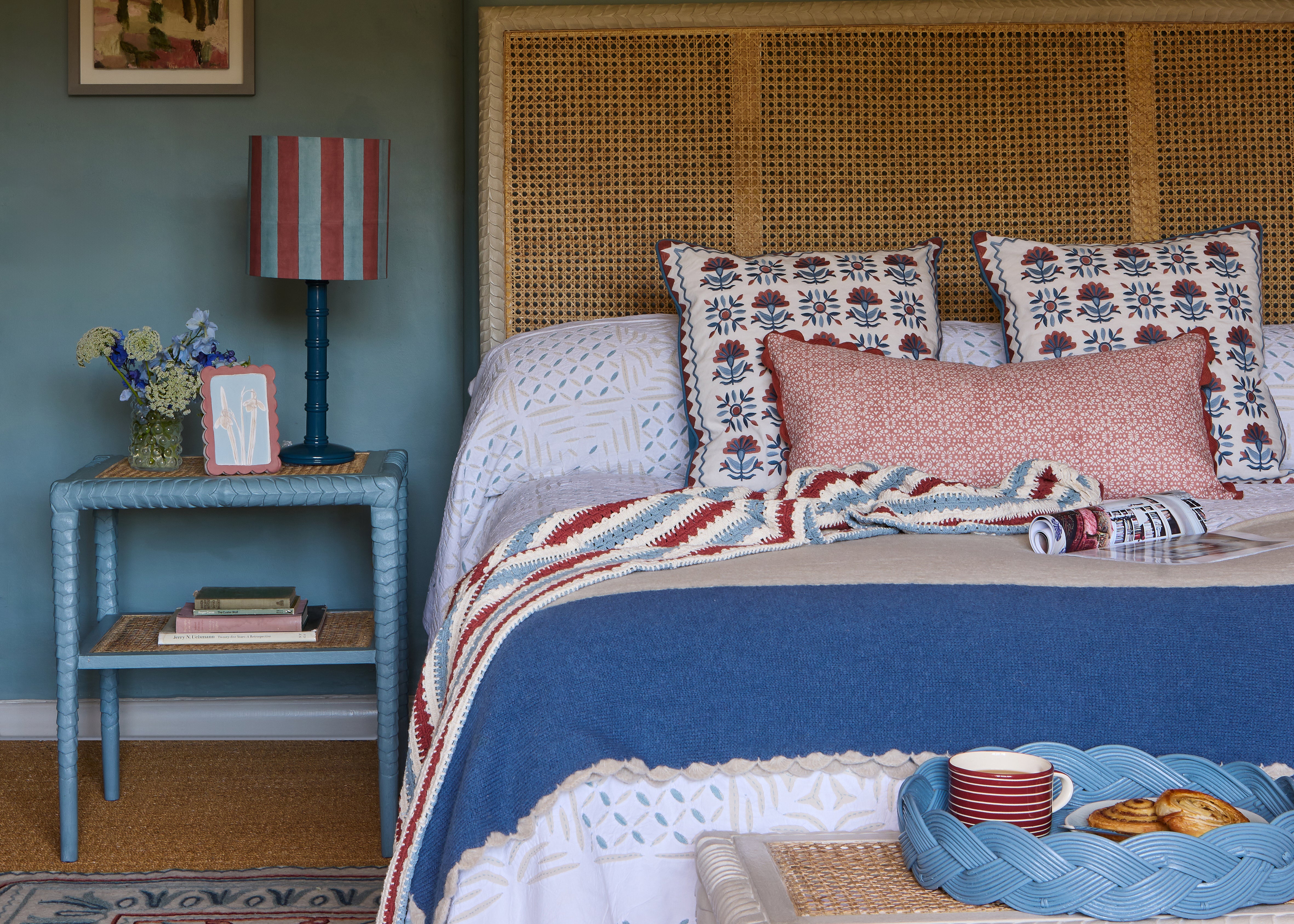 Birdie Fortescue pink, red and blue themed bedroom