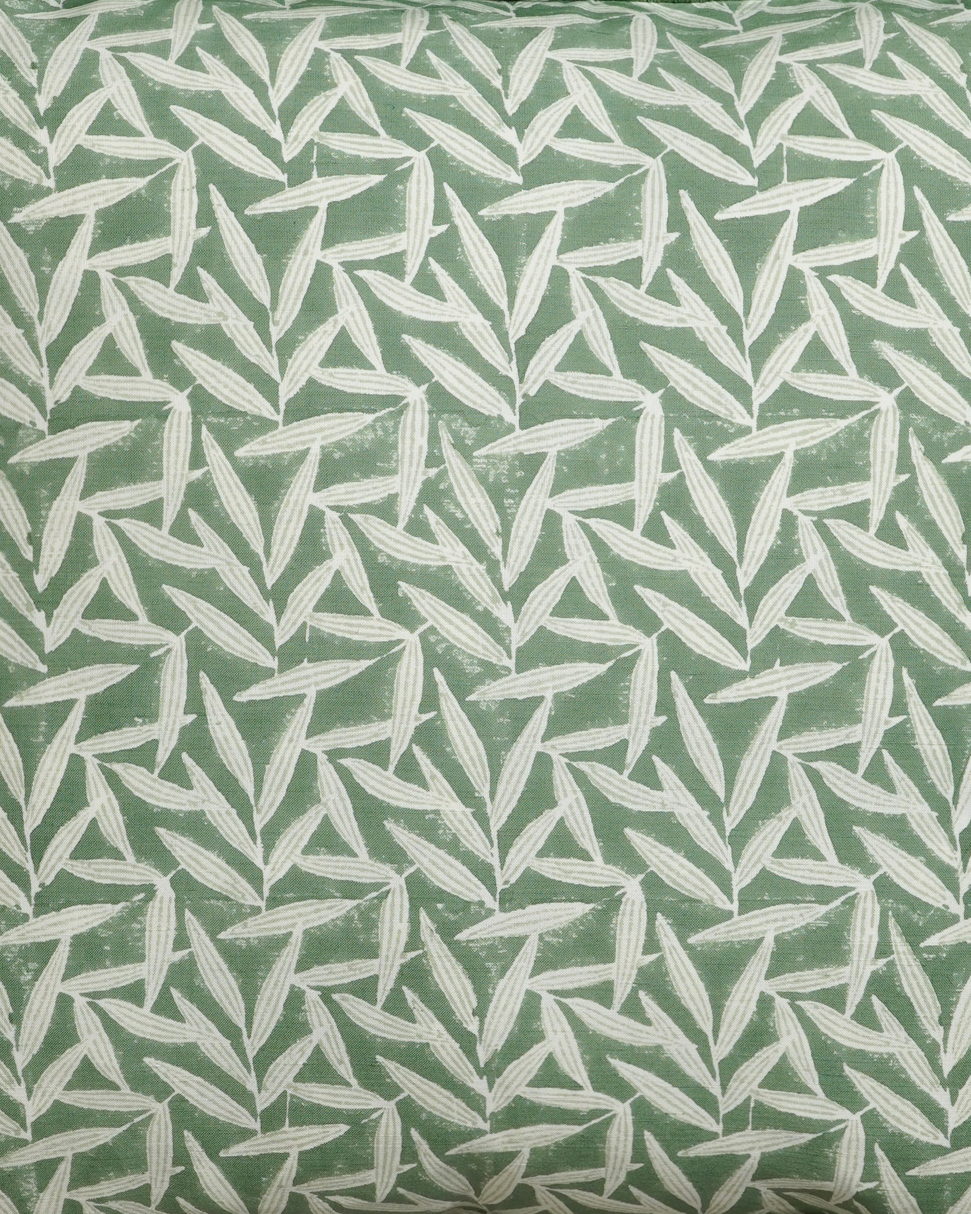 Green Square Bamboo Block Print Cushion Close Up Detail Shot