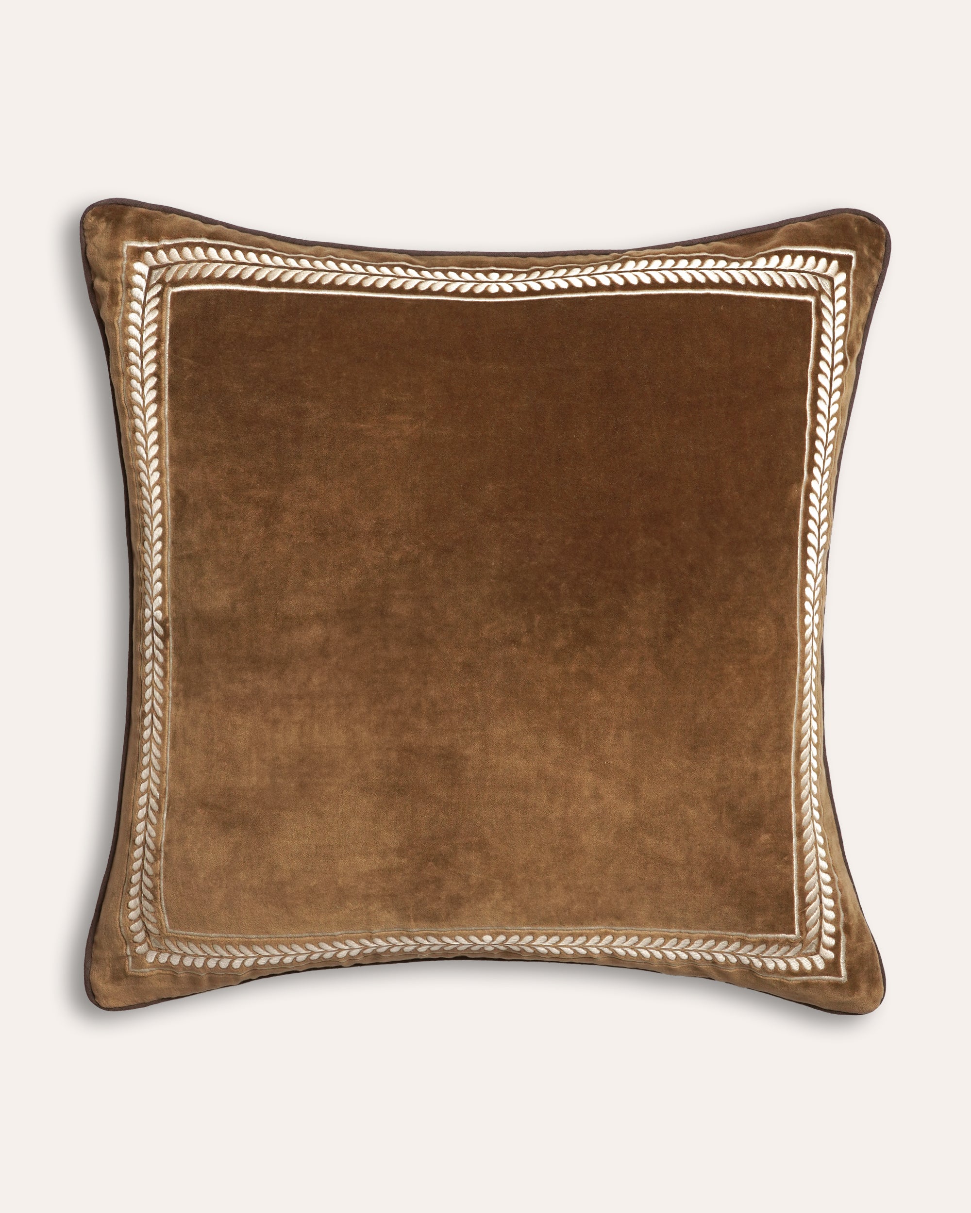 Bel Embroidered Cushion - Square - Brown