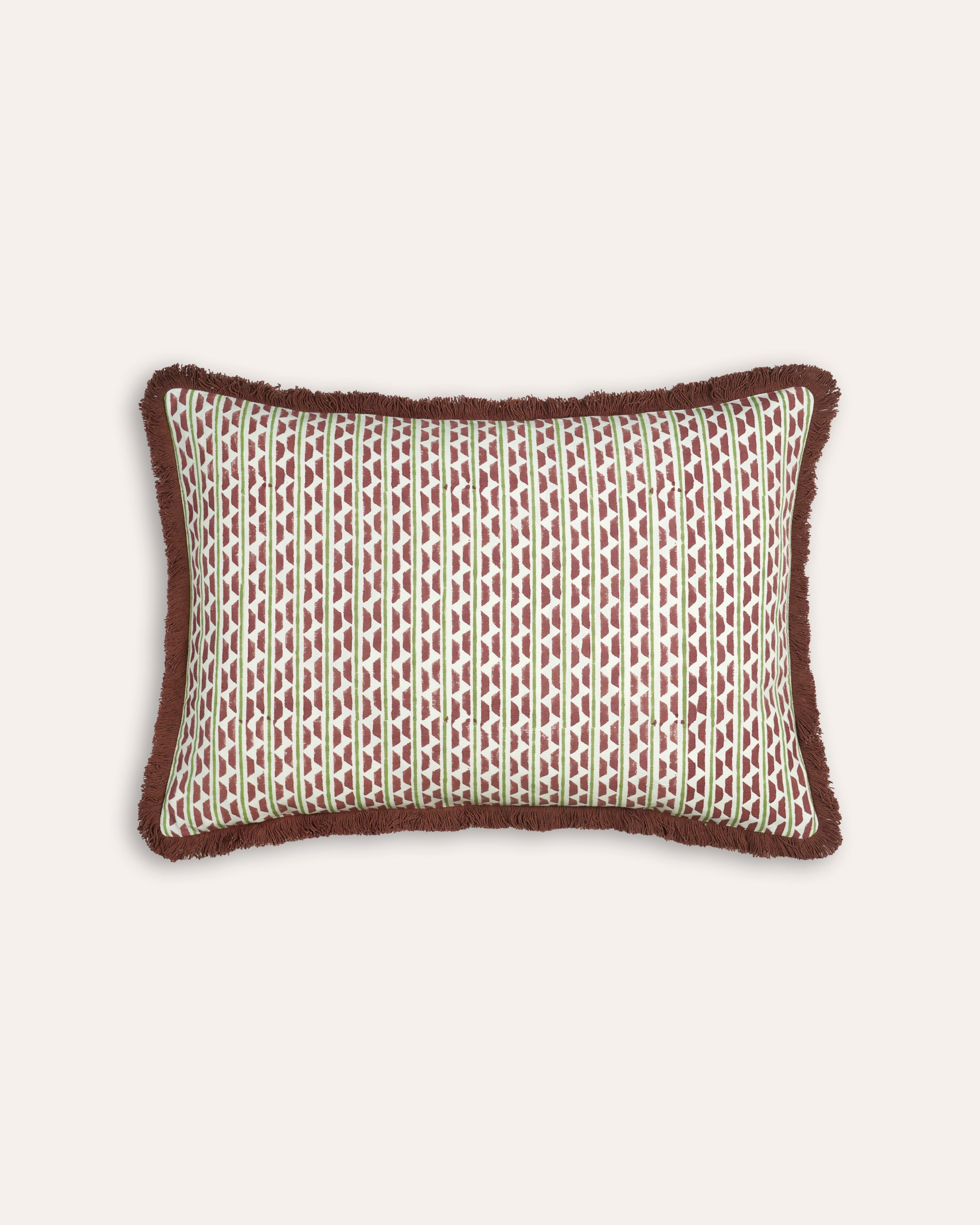 Rectangular cushion with a textured pattern on a white background