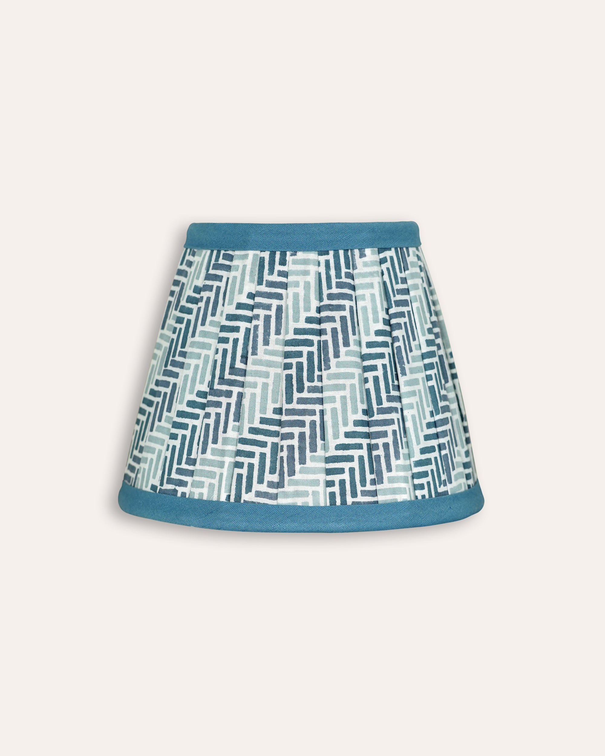 18cm Block Print Pleated Chevron Candle Lampshade - Blue