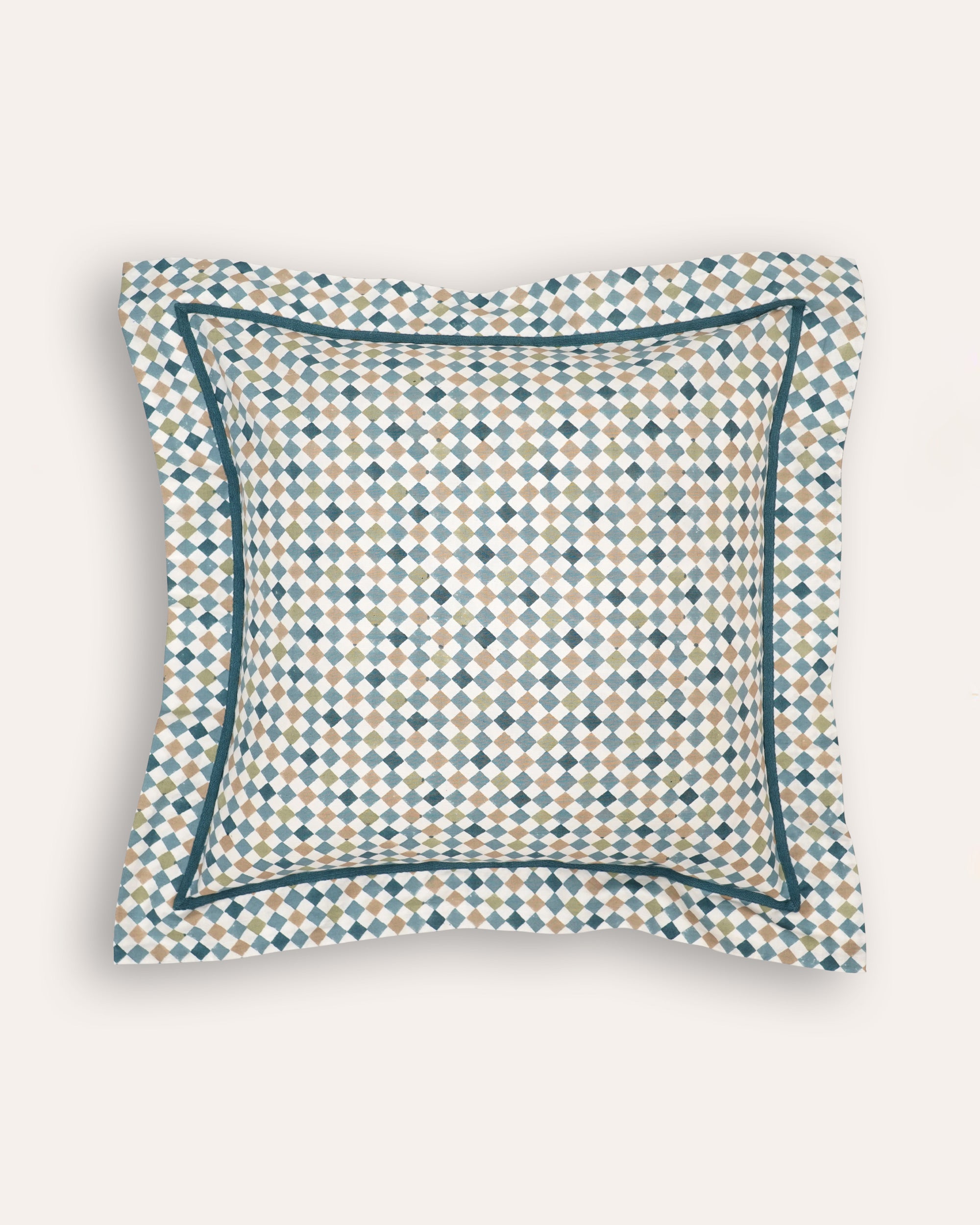 Azulejo Block Print Cushion - Blue