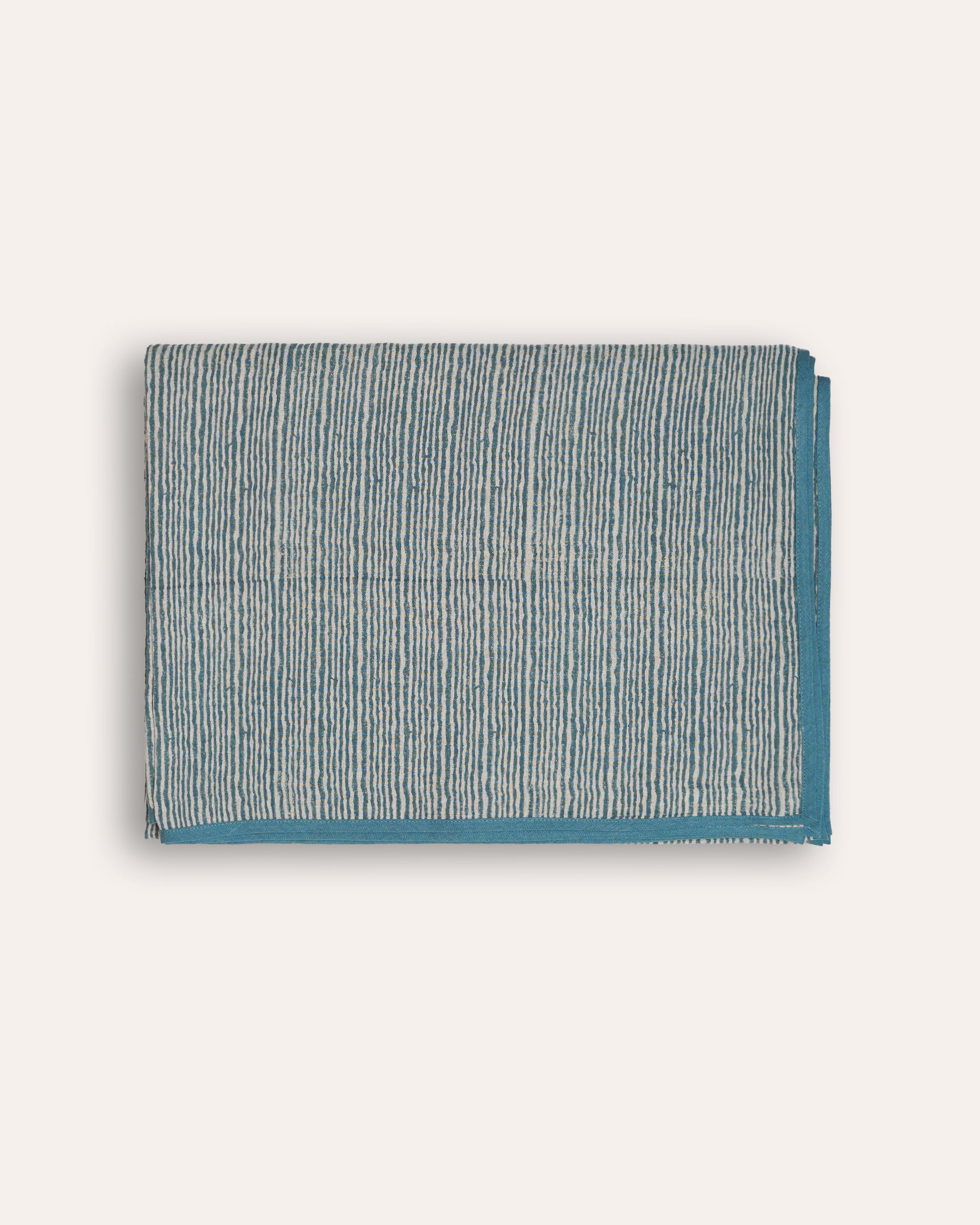 Pratham Striped Linen Tablecloth - Blue