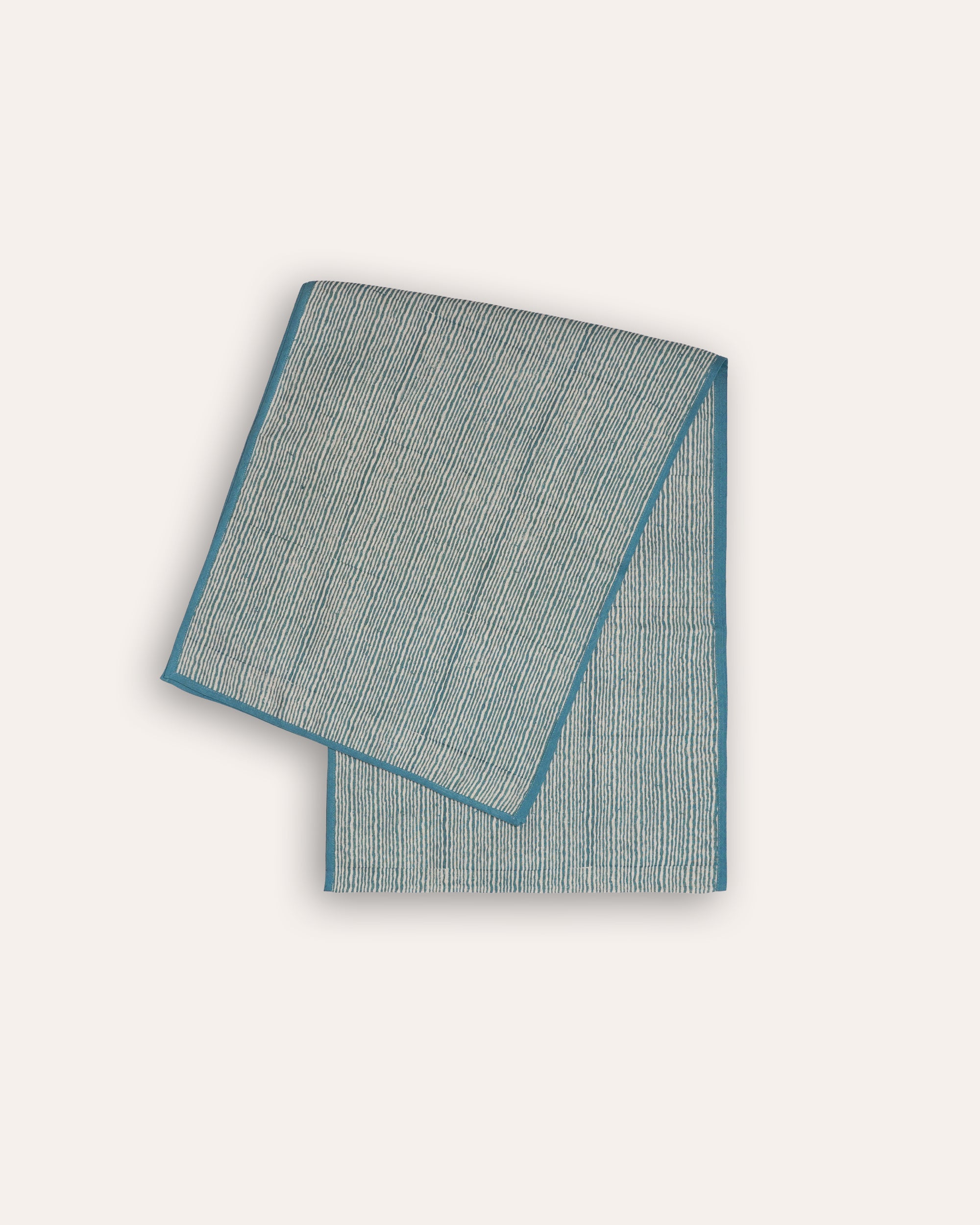 Pratham Striped Linen Table Runner - Blue