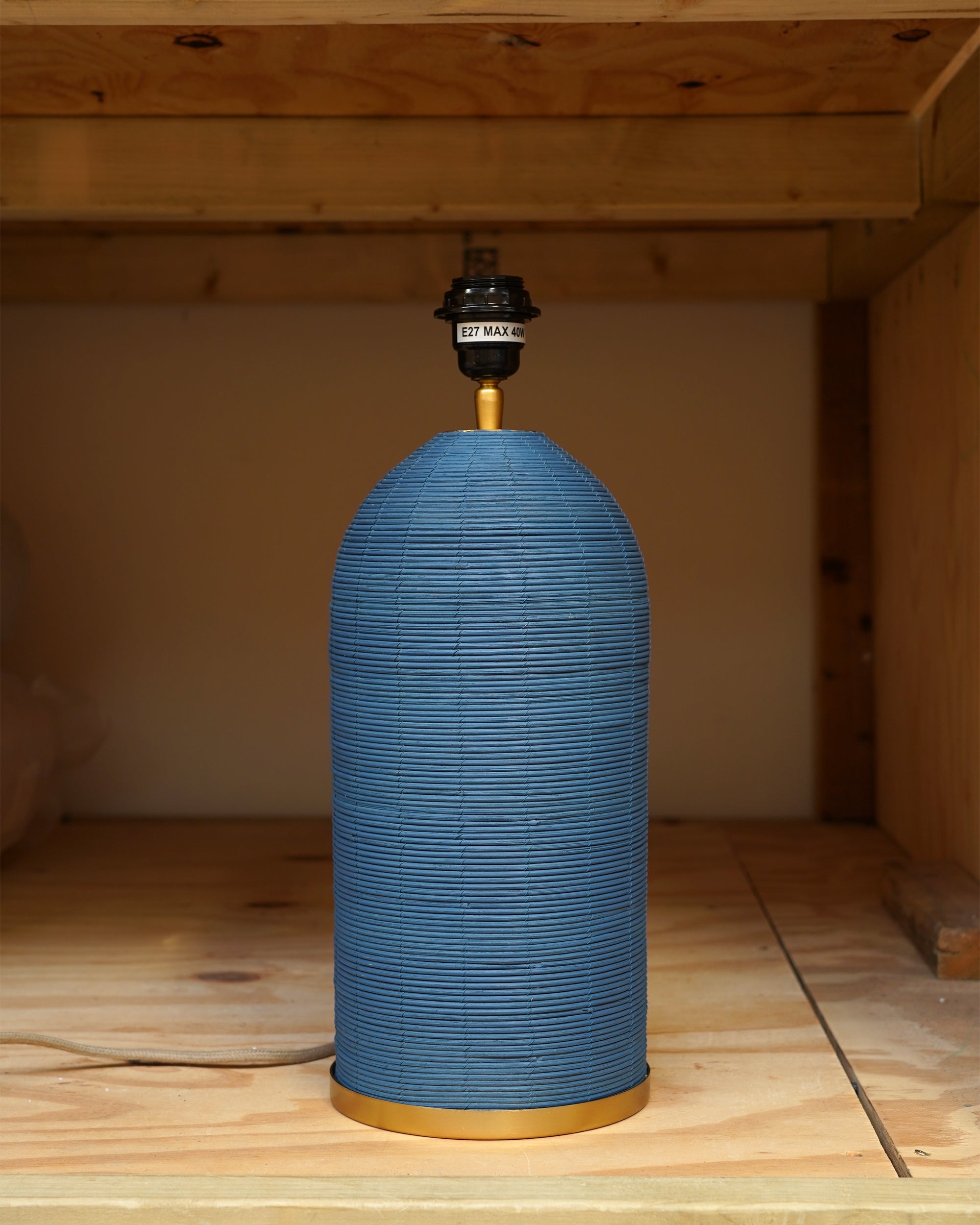 Rattan Table Lamp - Blue