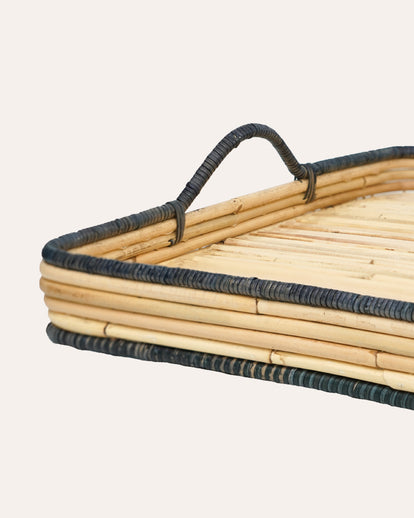 Handwoven Rattan Tray - Blue – Birdie Fortescue