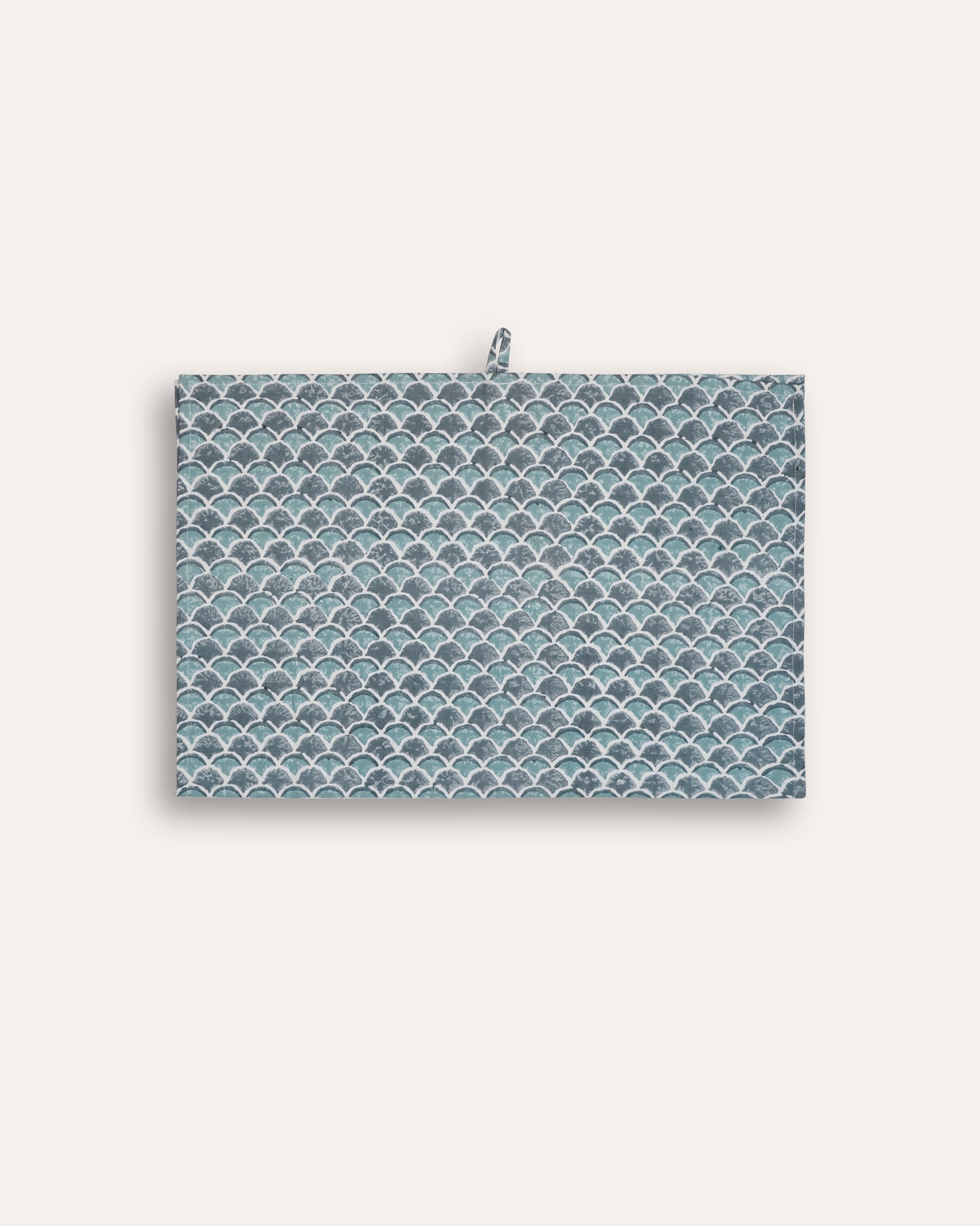 Scallop Print Tea Towel - Blue