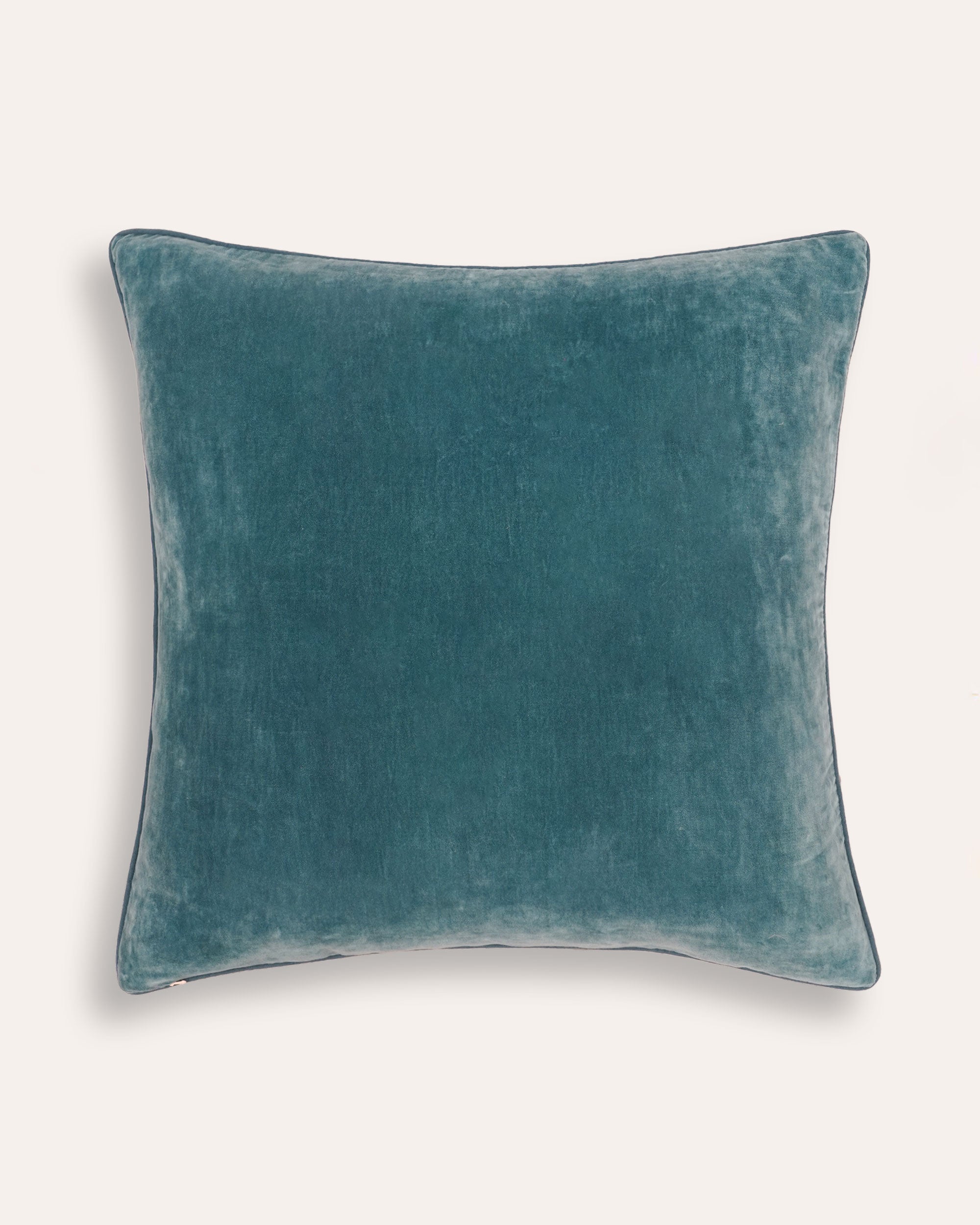 Embroidered Velvet Cushion - Blue