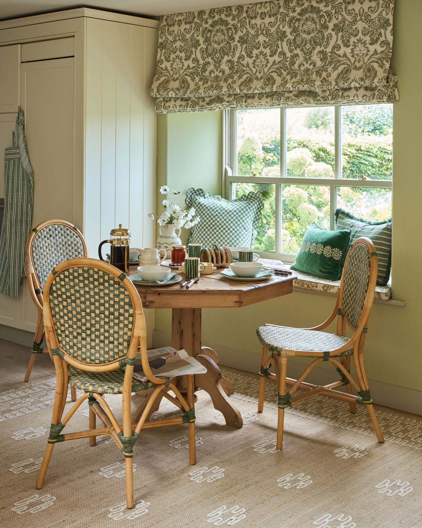 Rattan Dining Chair - Green – Birdie Fortescue