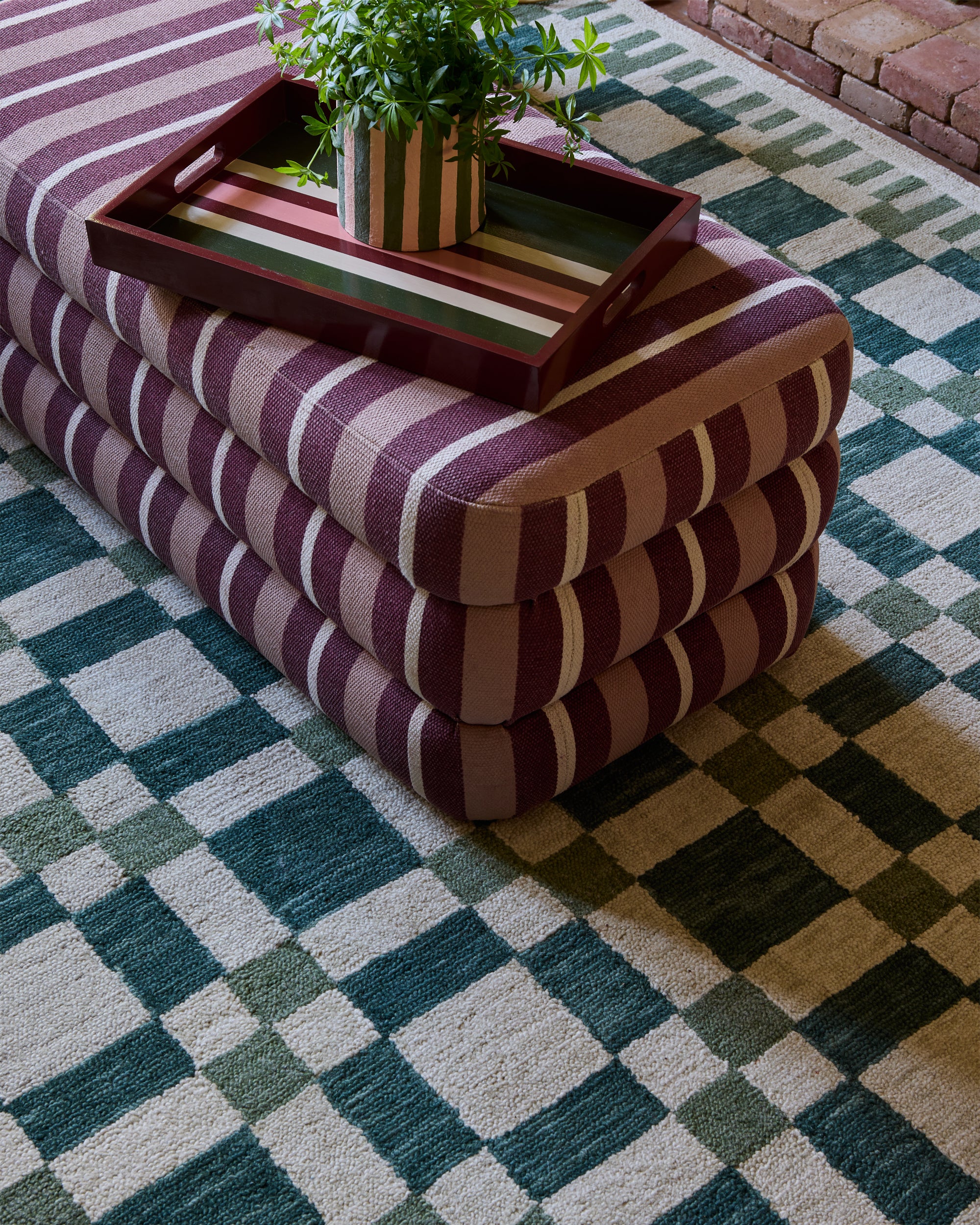 The Check Mate Wool Rug - Green