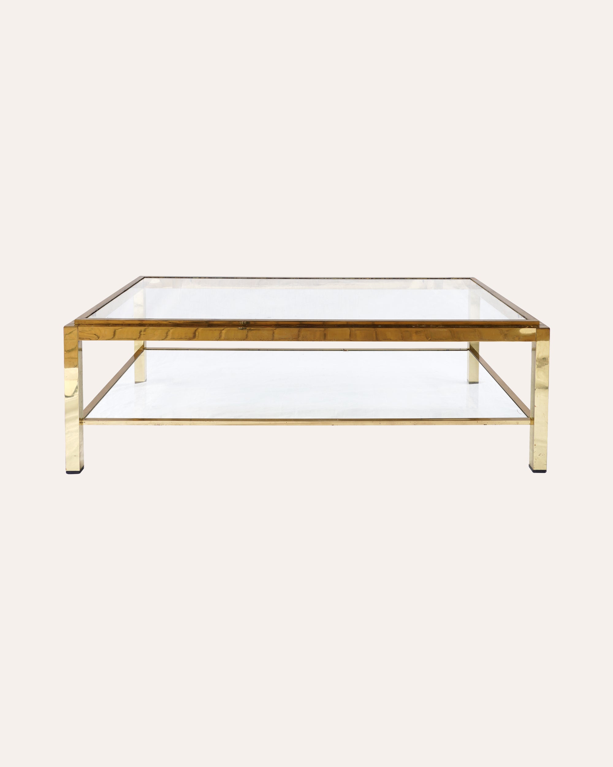 French 1970s Brass and Glass Tiered Coffee Table