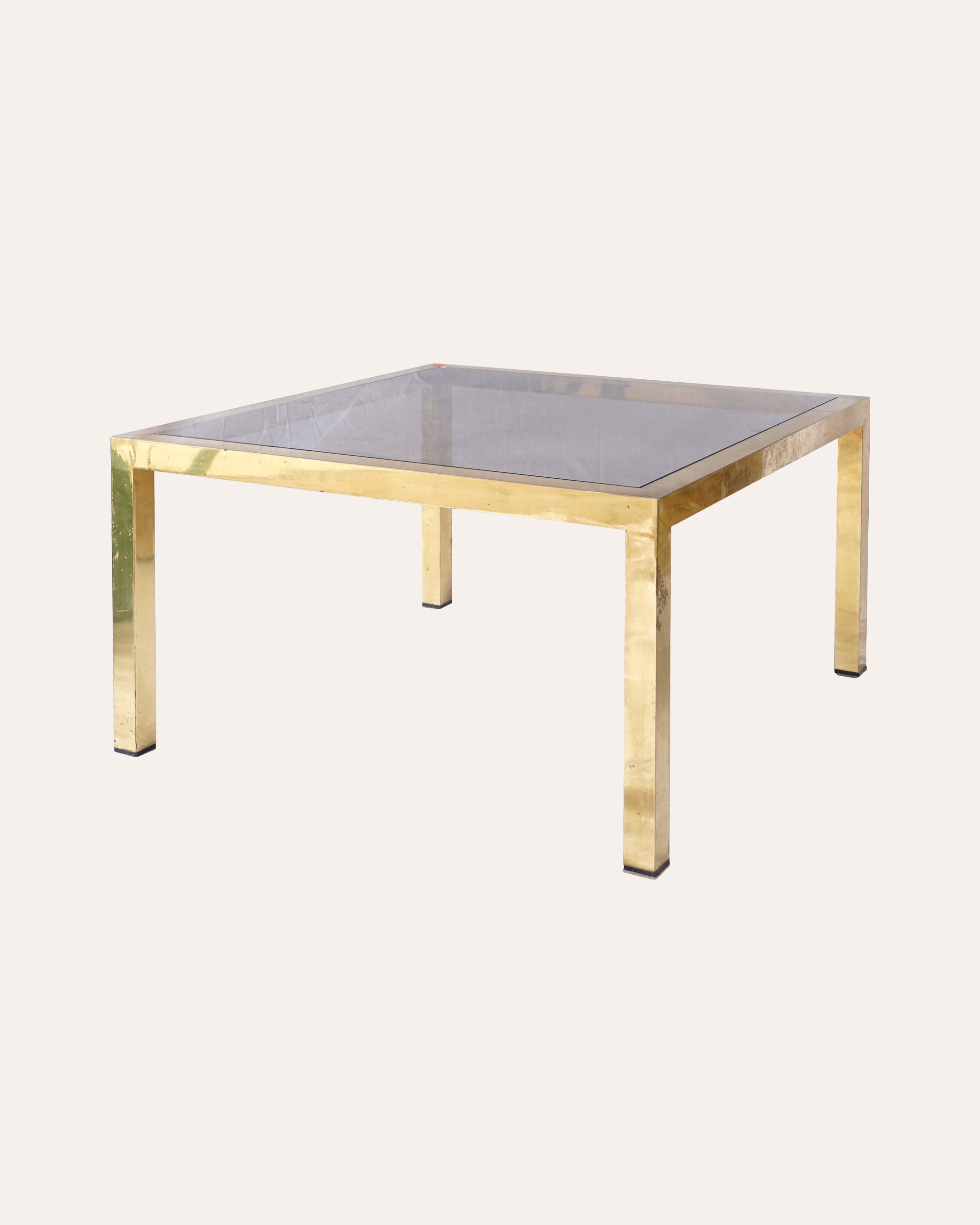 French 1970s Brass and Smoked Glass Coffee Table