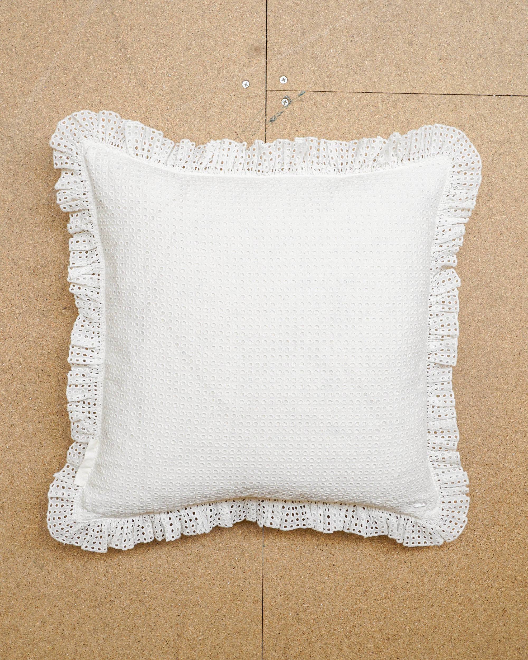 Limited Edition Broderie Anglaise Dot Cushion - White