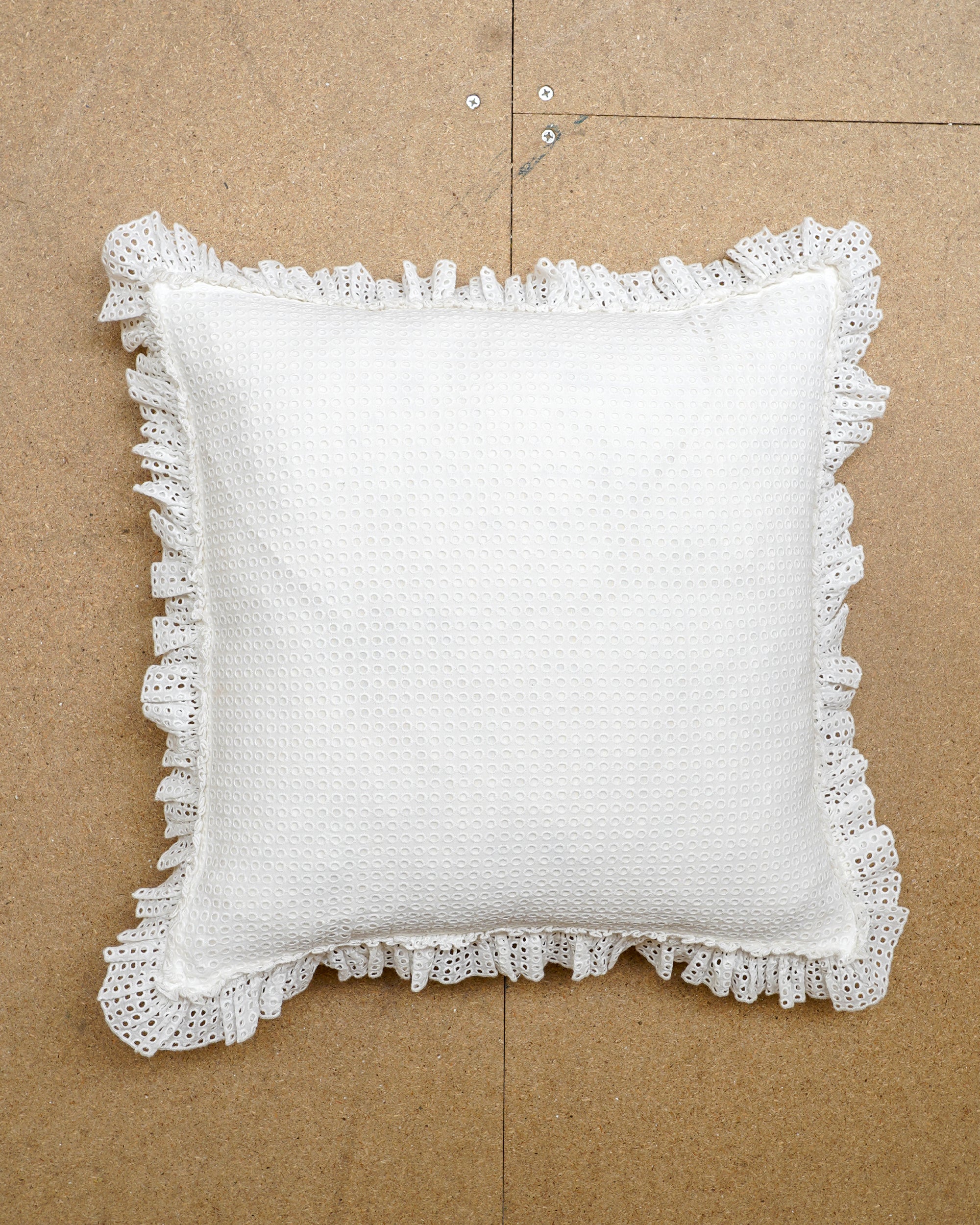 Limited Edition Broderie Anglaise Dot Cushion - White