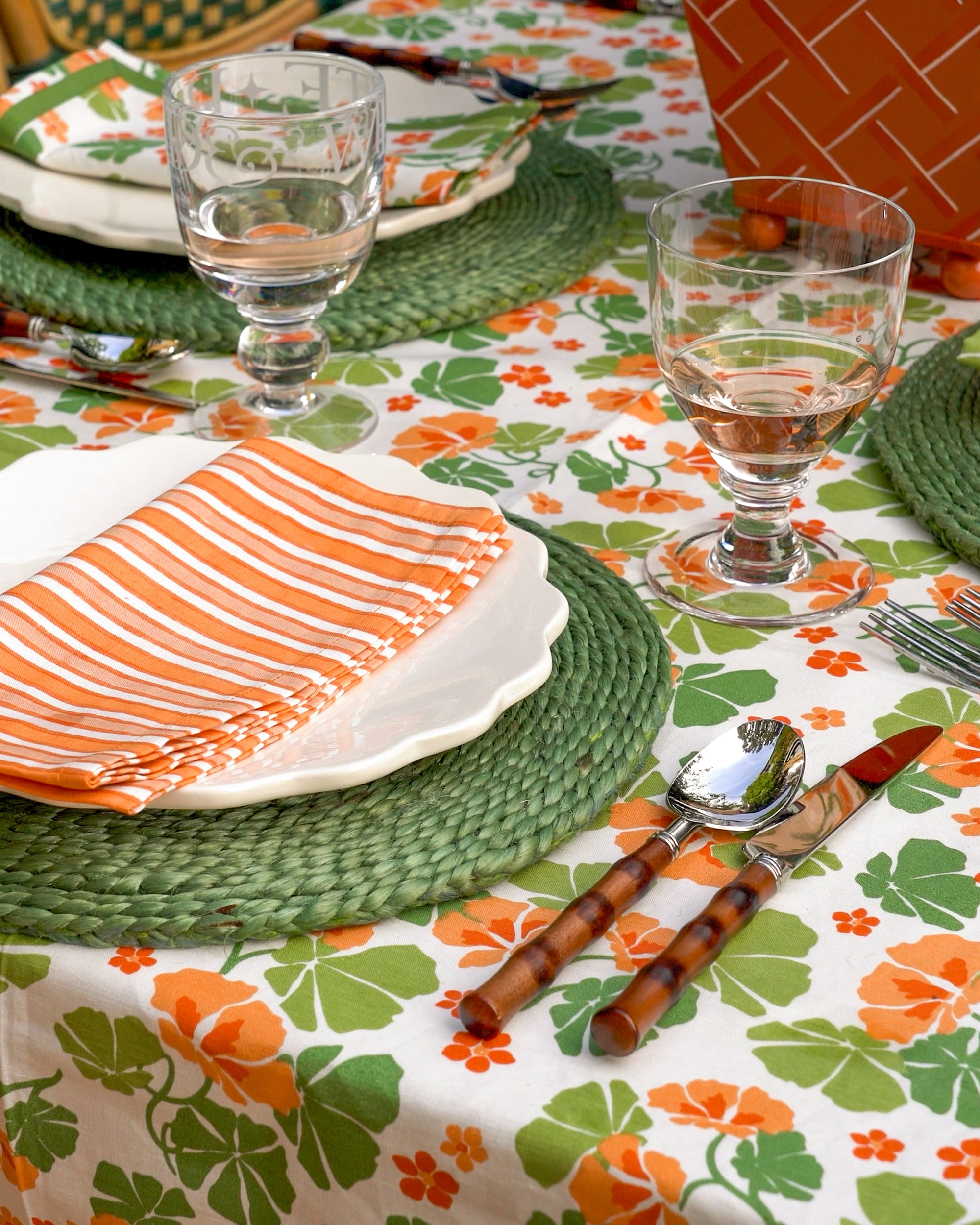 Sunset Stripe Napkin - Set of Four (Orange & Pink)