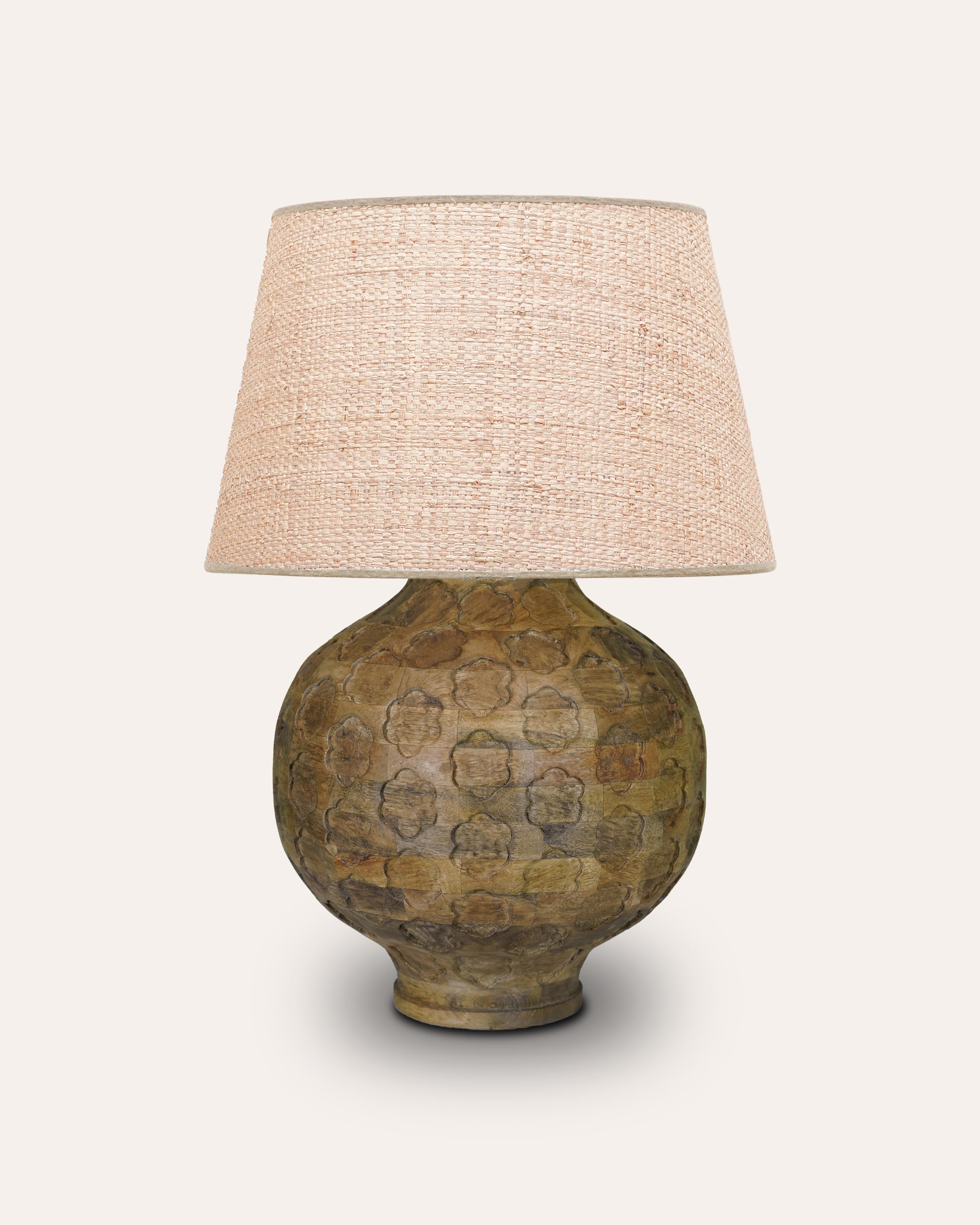 Carved Floral Wooden Lamp
