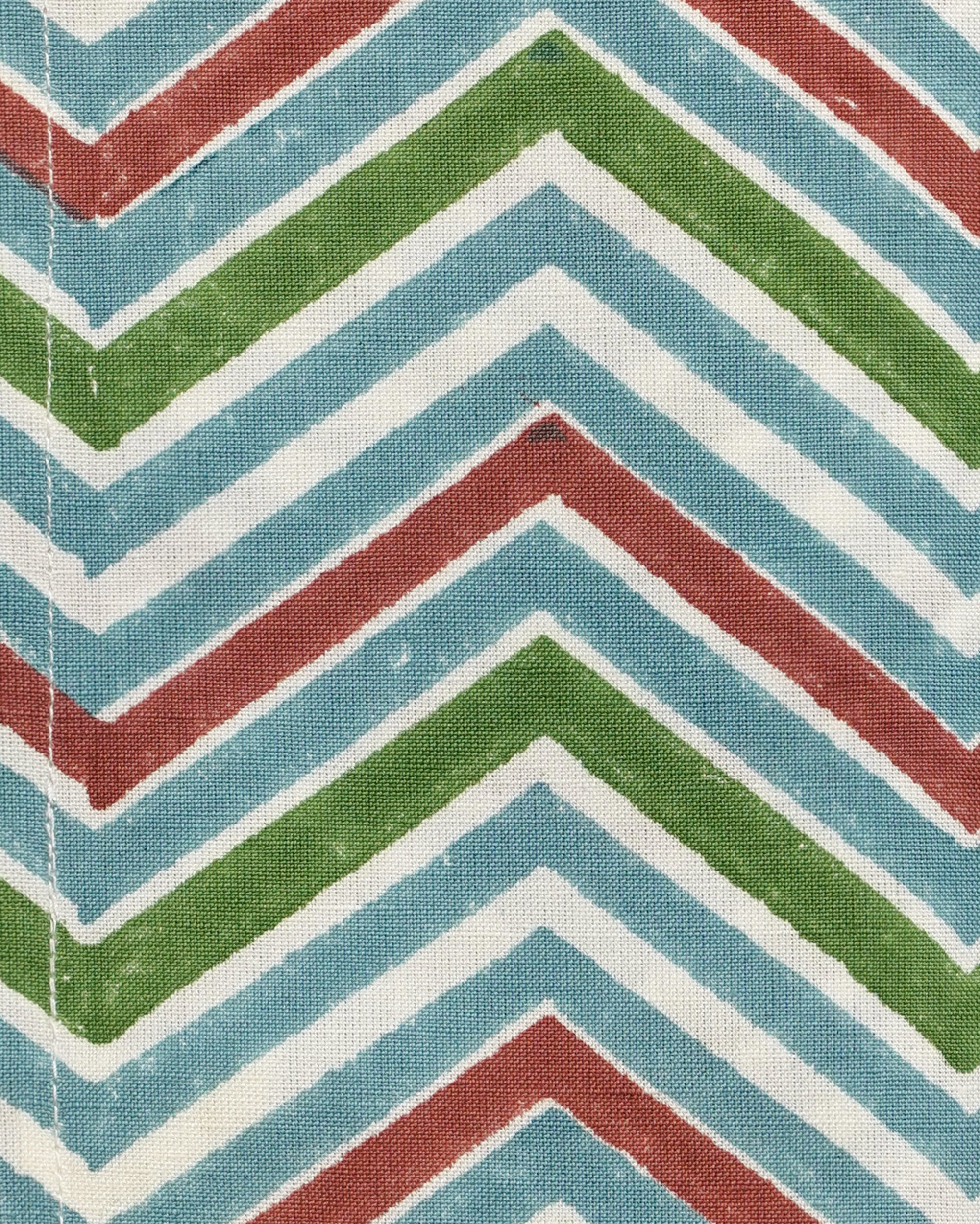 Set Of Four Chevron Block Print Cotton/Linen Napkins - Multi