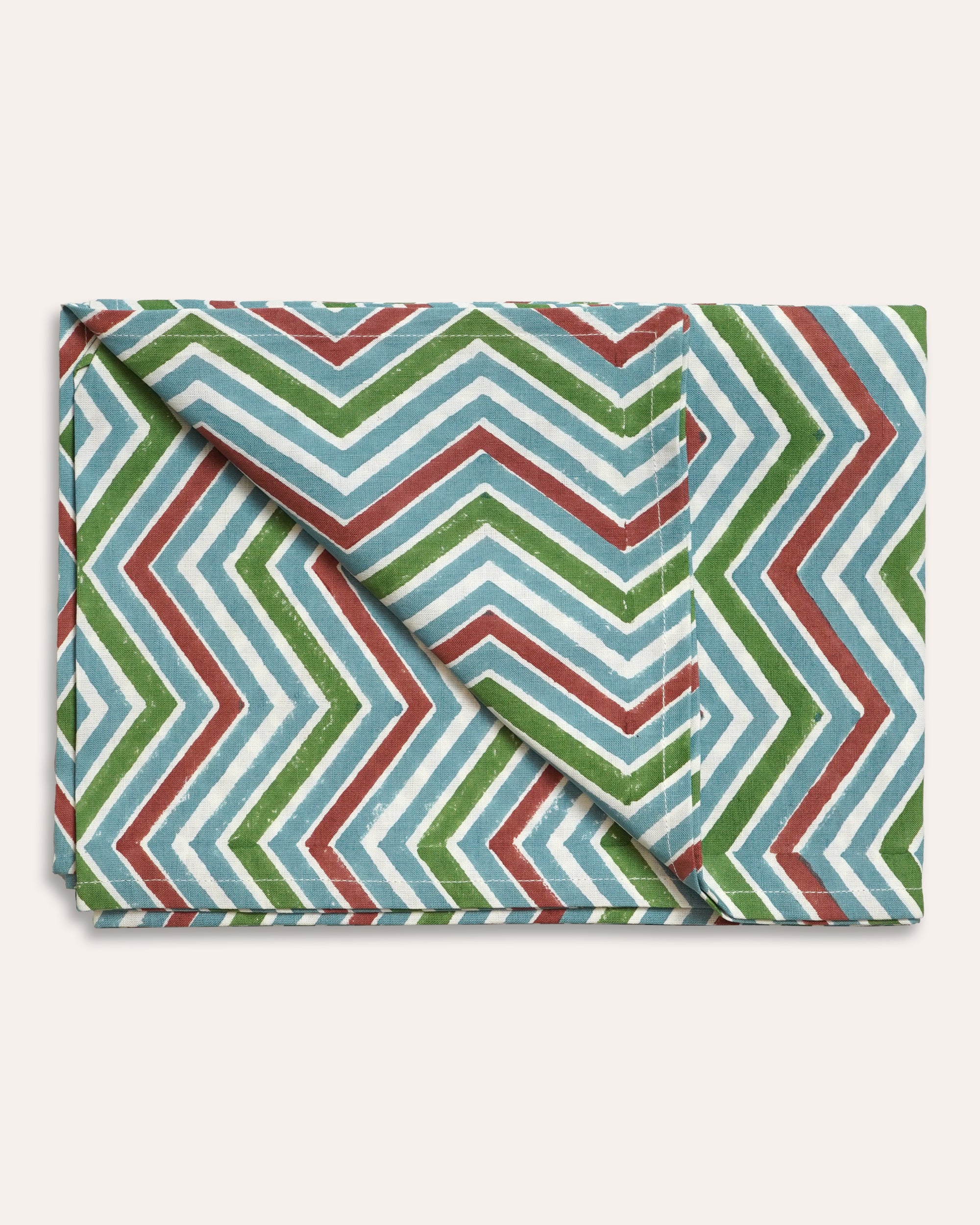 Chevron Block Print Tablecloth - Multi