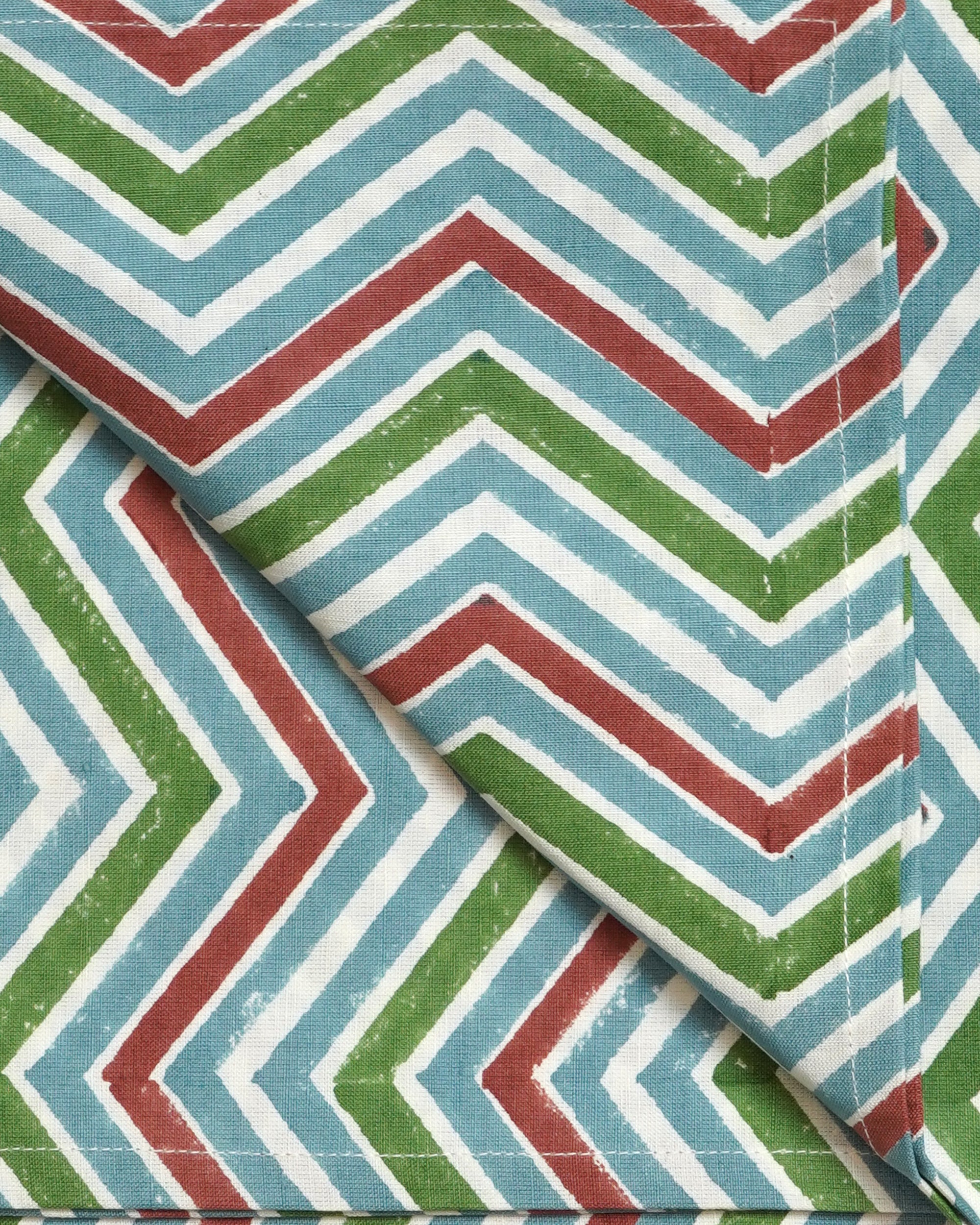 Chevron Block Print Tablecloth - Multi