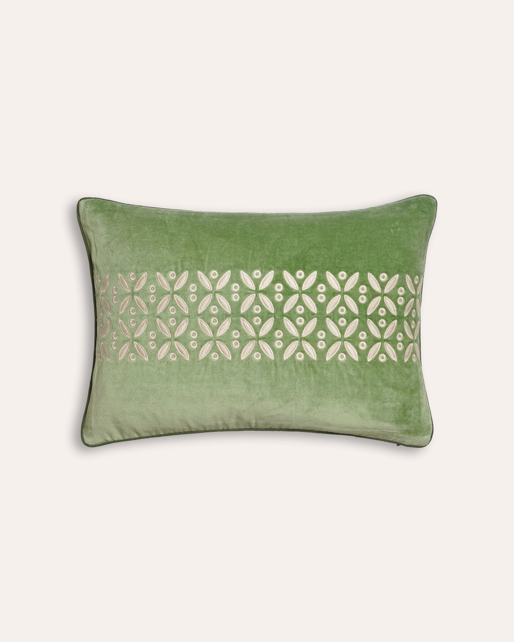 Cintamani Trellis Velvet Cushion - Green