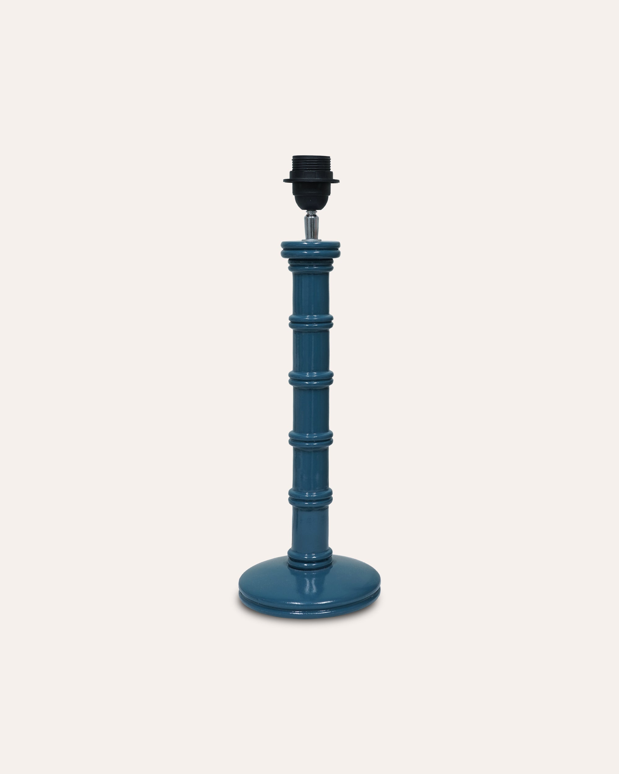 Gloss Painted Wooden Column Table Lamp  - Bluestone