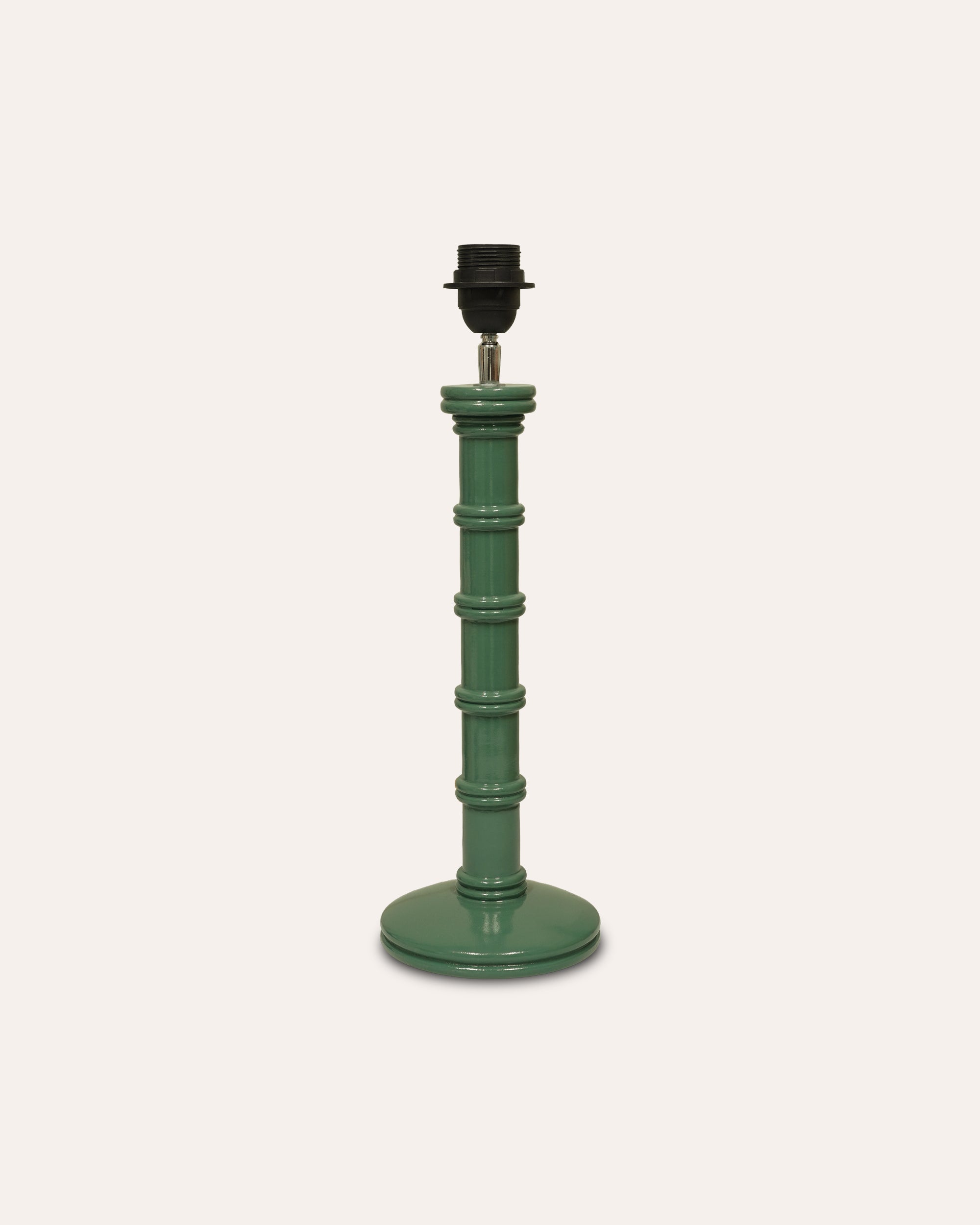 Gloss Painted Wooden Column Table Lamp - Hedge Green