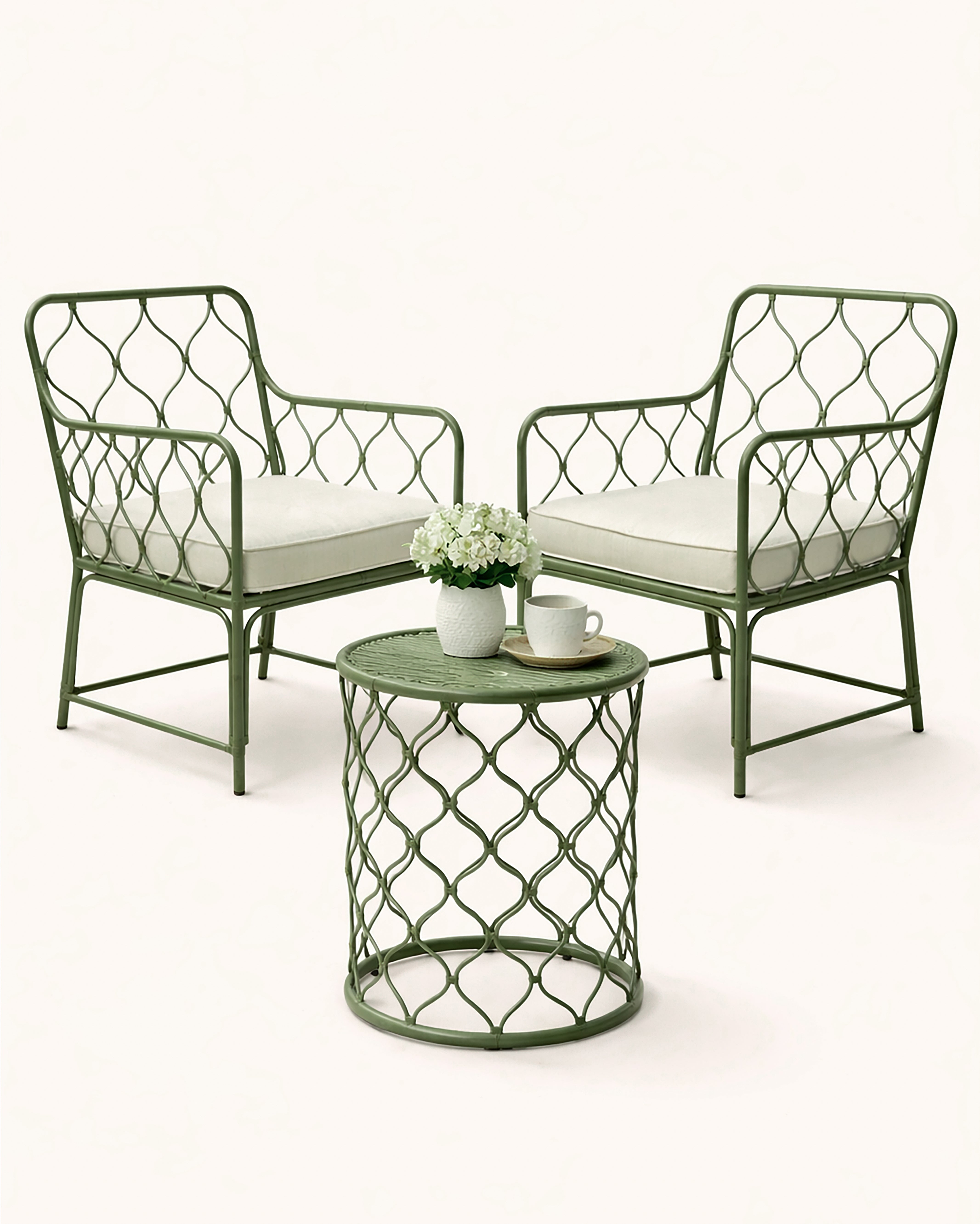 Green aluminium garden furniture set