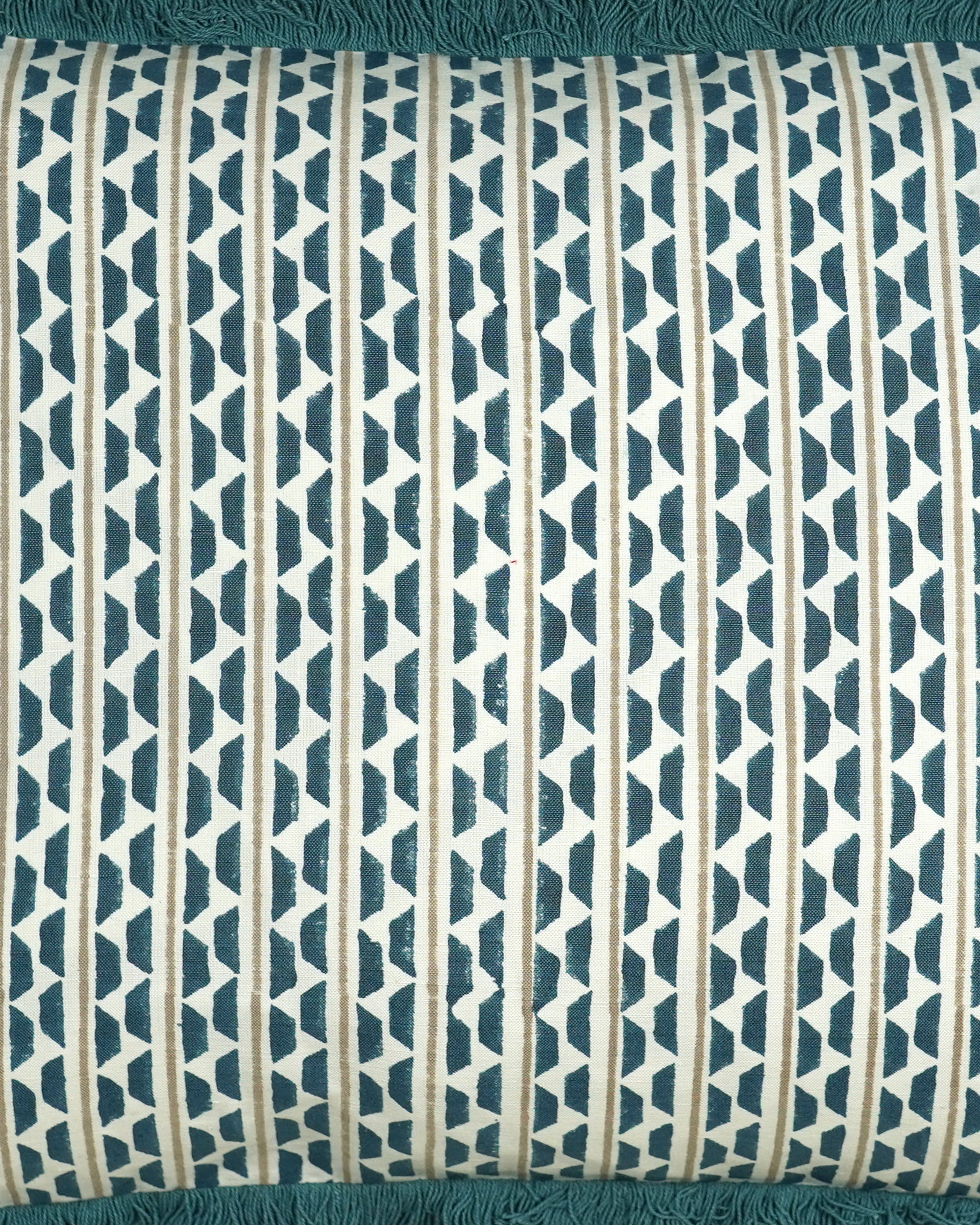 Textile with blue and white geometric pattern