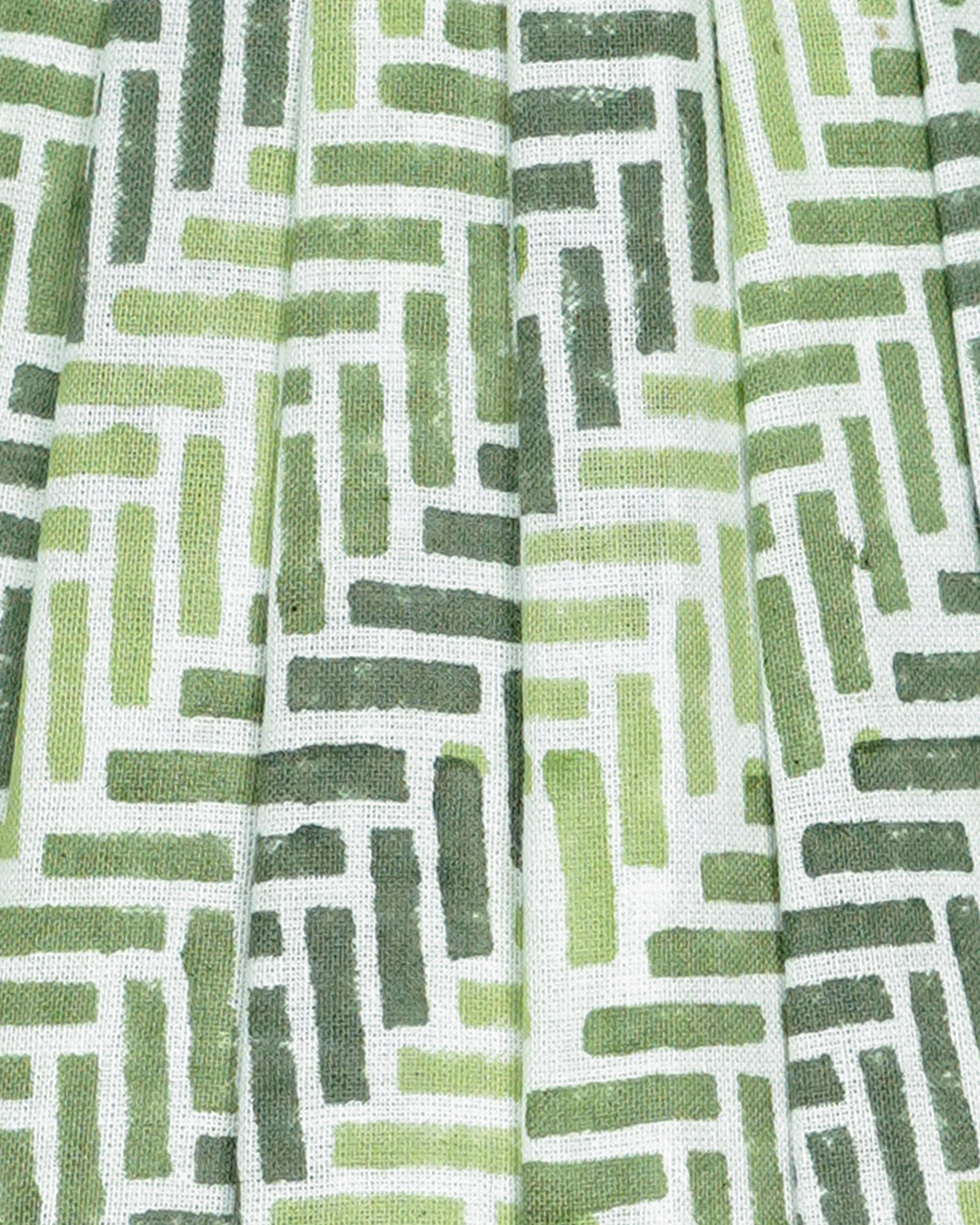 18cm Block Print Pleated Chevron Candle Lampshade - Green